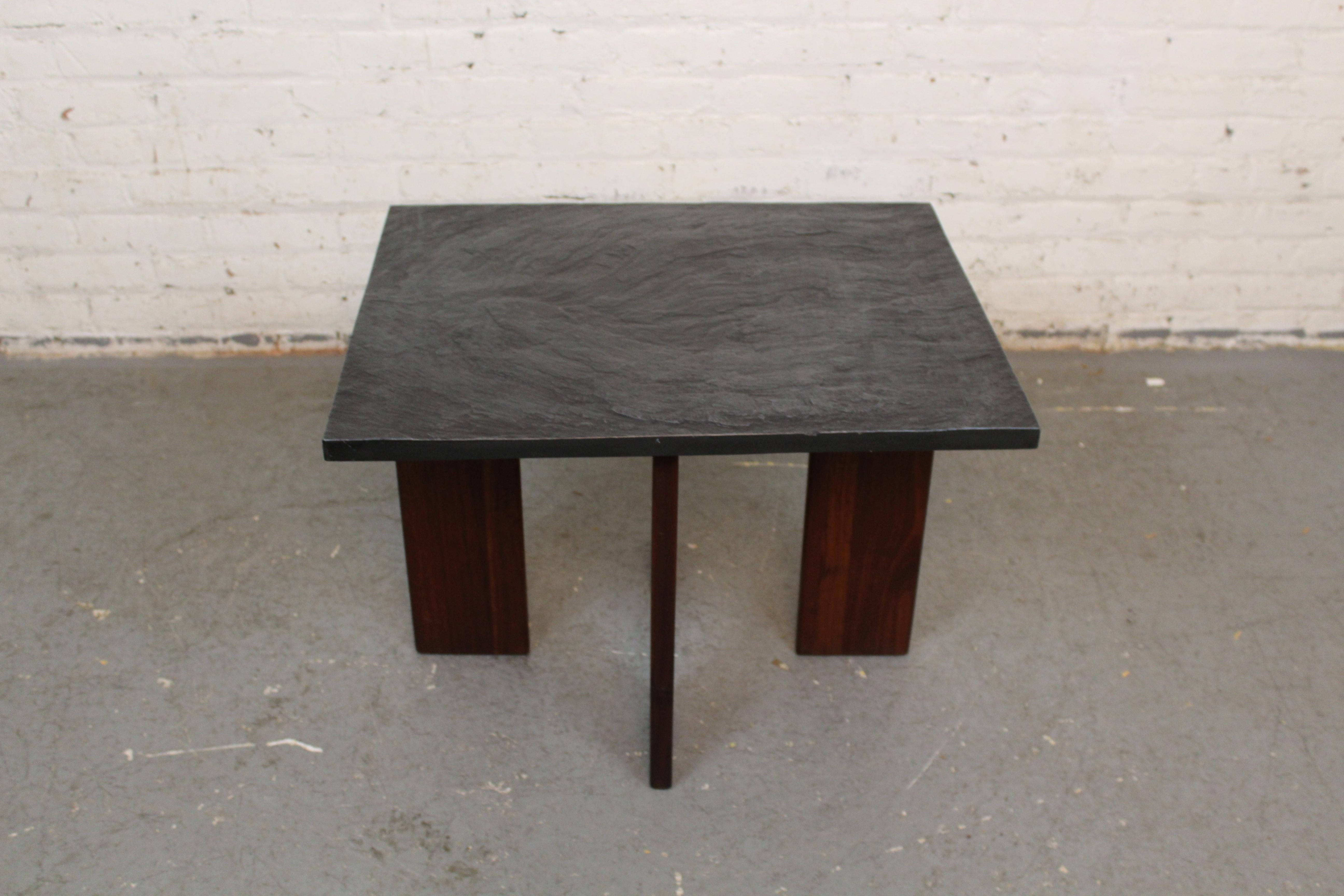 American Brutalist Stone Top Table by Adrian Pearsall for Craft Associates For Sale
