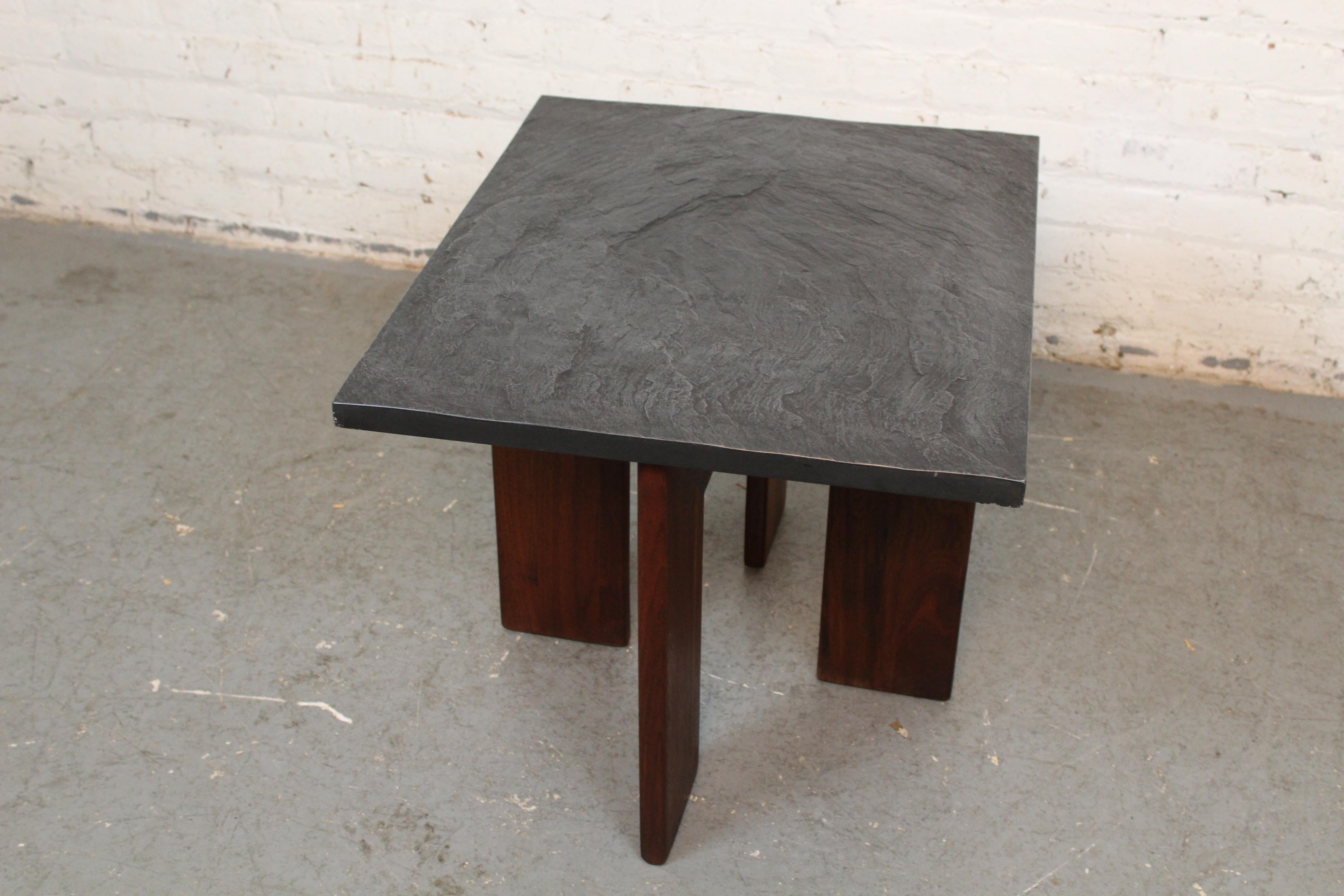 Brutalist Stone Top Table by Adrian Pearsall for Craft Associates In Good Condition For Sale In Brooklyn, NY