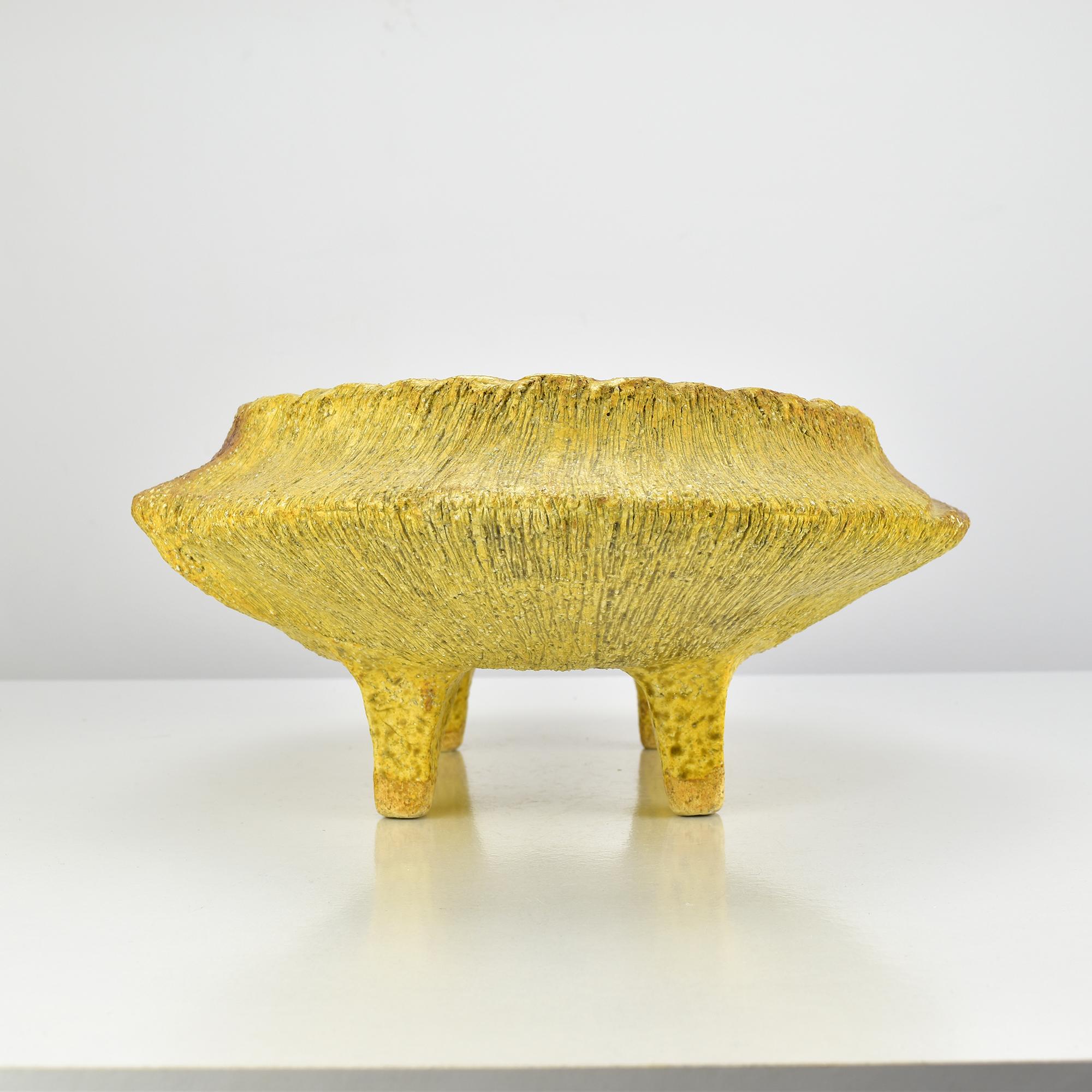 Glazed Brutalist Stoneware Ceramic Bowl or Bonsai Planter with Crackle Glaze For Sale