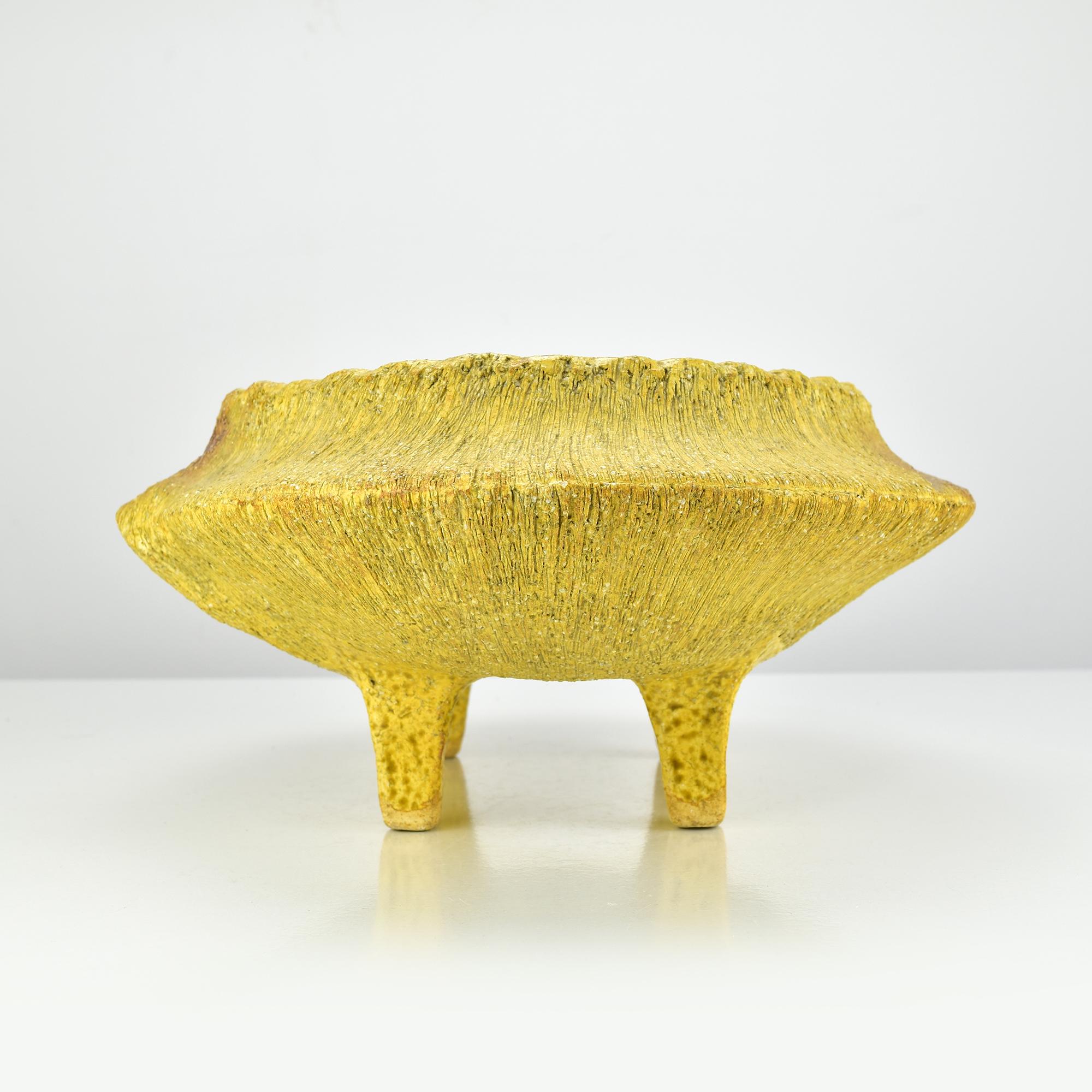 Late 20th Century Brutalist Stoneware Ceramic Bowl or Bonsai Planter with Crackle Glaze For Sale