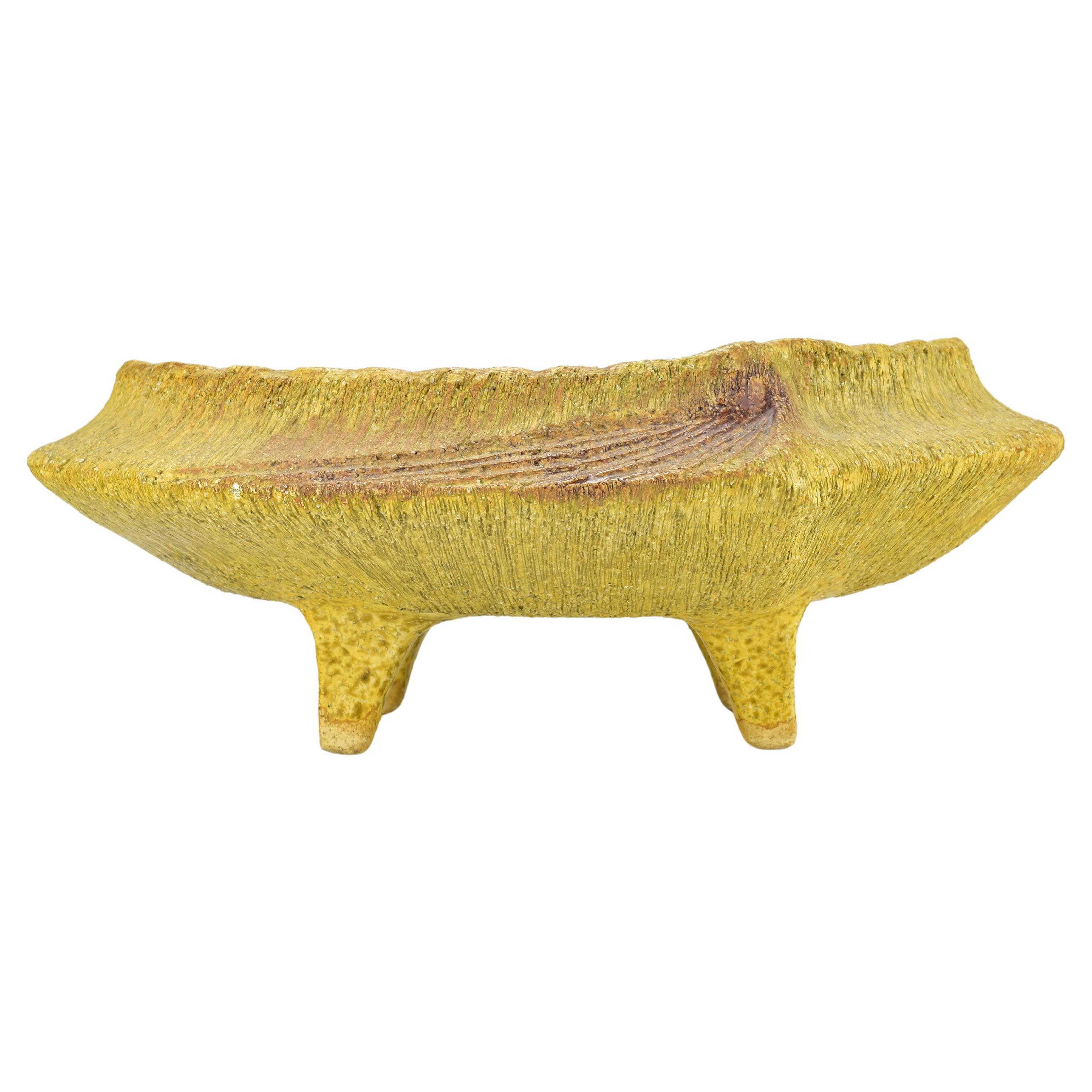 Brutalist Stoneware Ceramic Bowl or Bonsai Planter with Crackle Glaze For Sale
