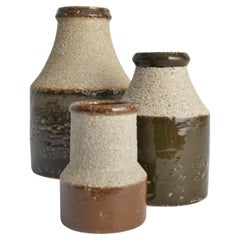 Used Brutalist Stoneware Vases by Hertha Bengtson for Rörstrand, 1960's, Set of 3