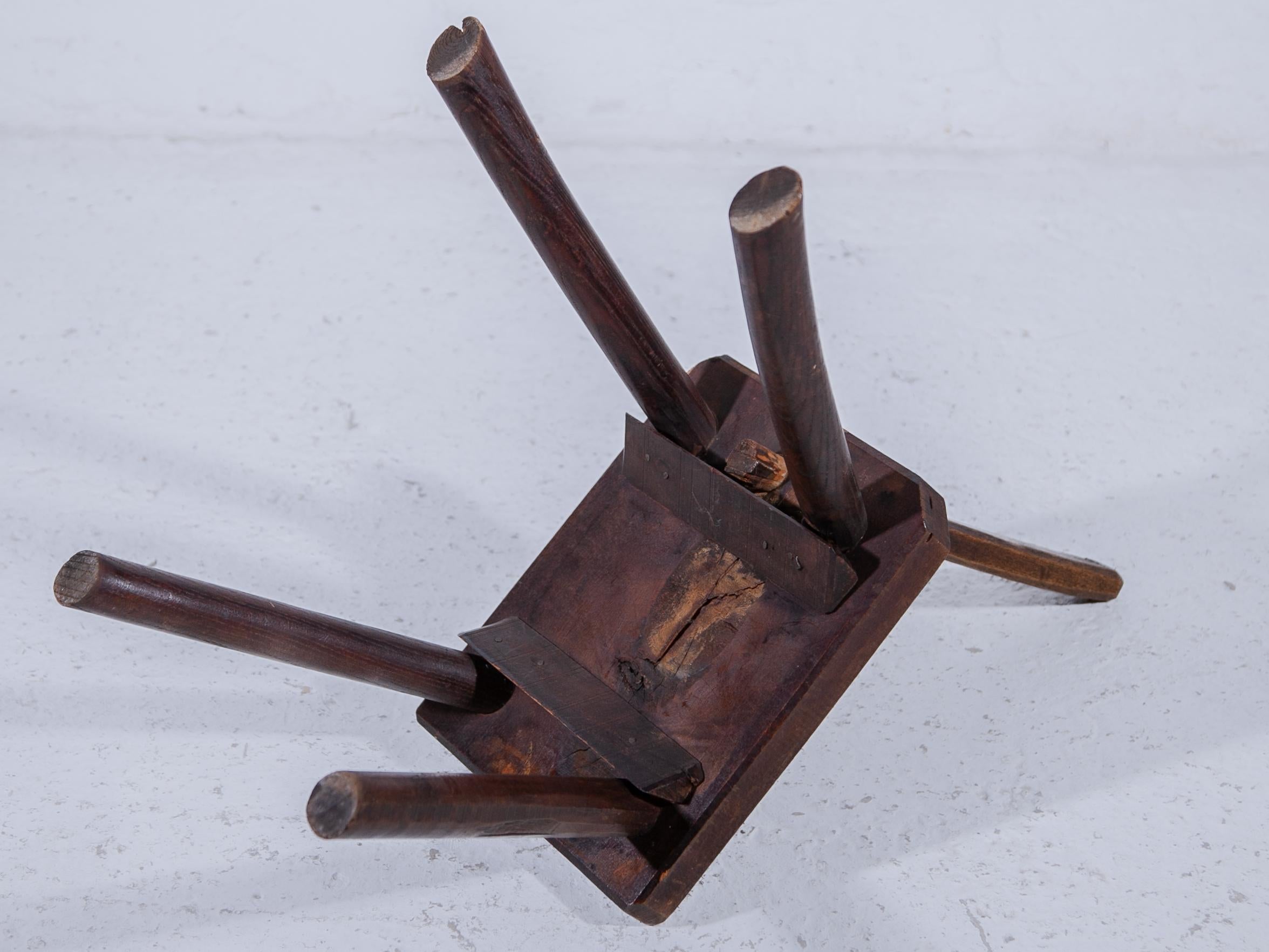 Brutalist Stool Authentic Milk Stool, Belgium 19th century. For Sale 3