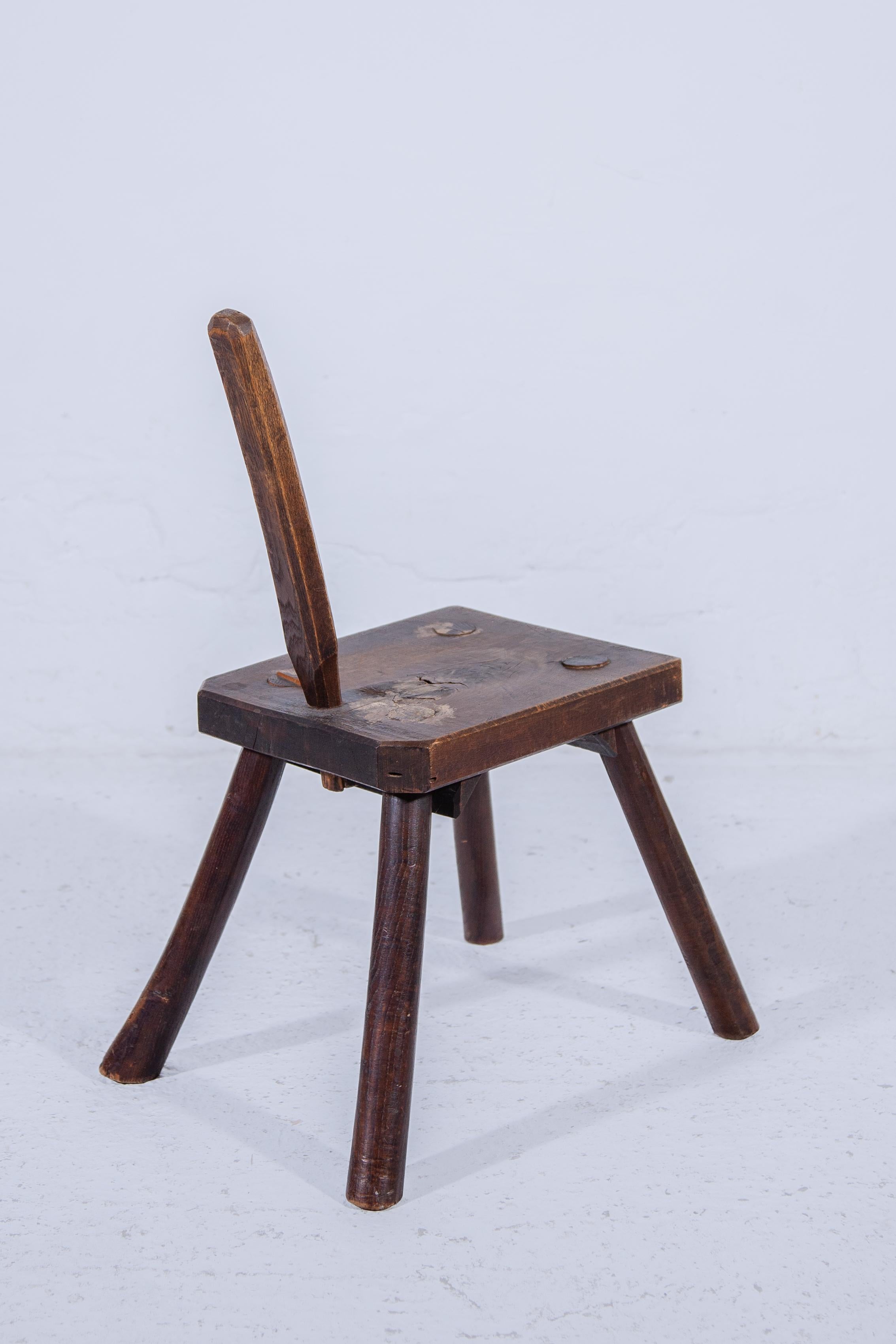 Hand-Crafted Brutalist Stool Authentic Milk Stool, Belgium 19th century. For Sale