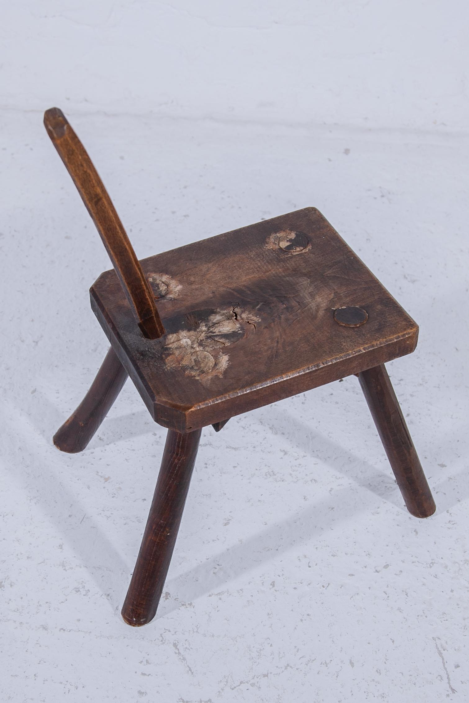 Brutalist Stool Authentic Milk Stool, Belgium 19th century. For Sale 1