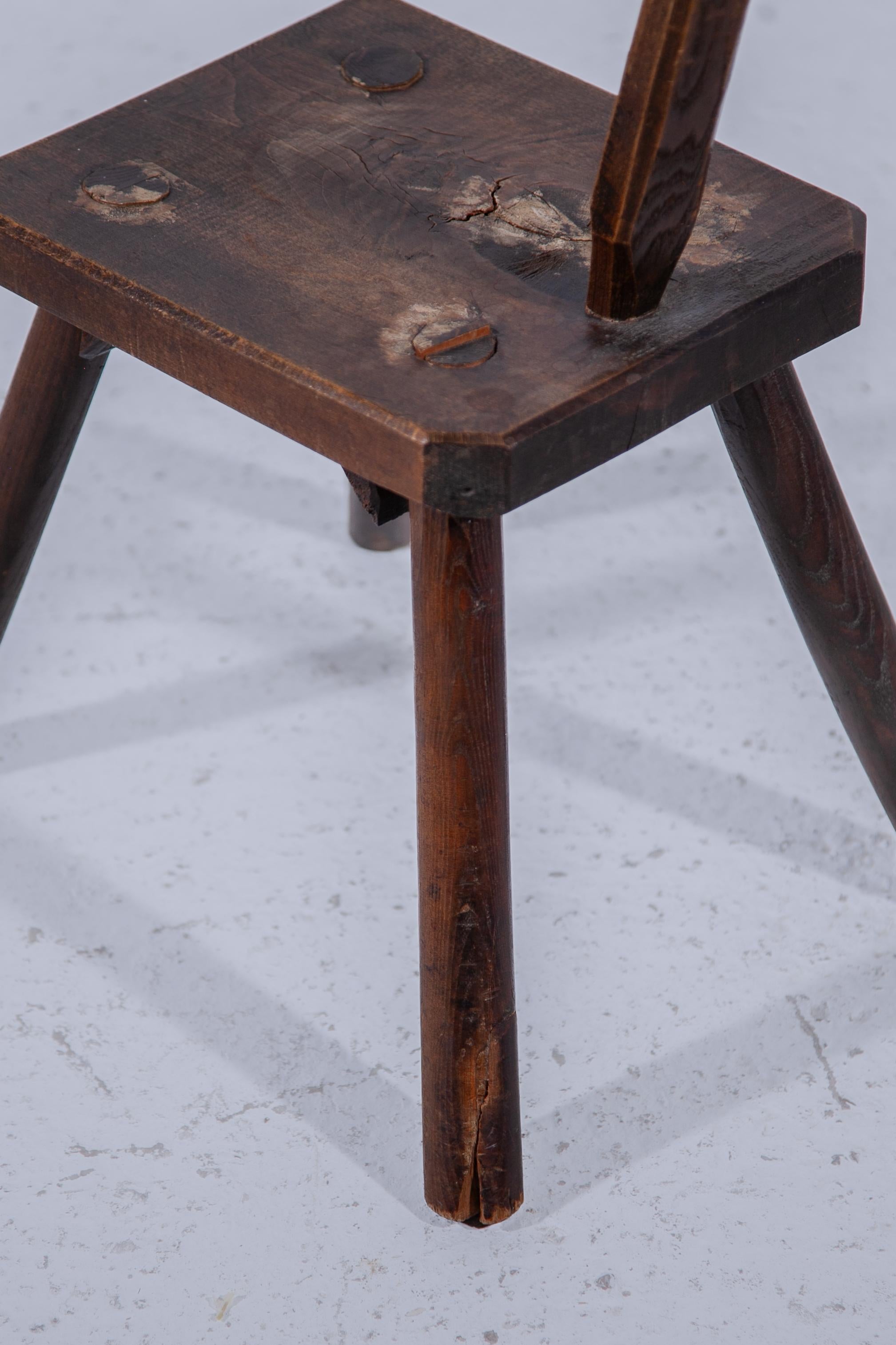 Brutalist Stool Authentic Milk Stool, Belgium 19th century. For Sale 2
