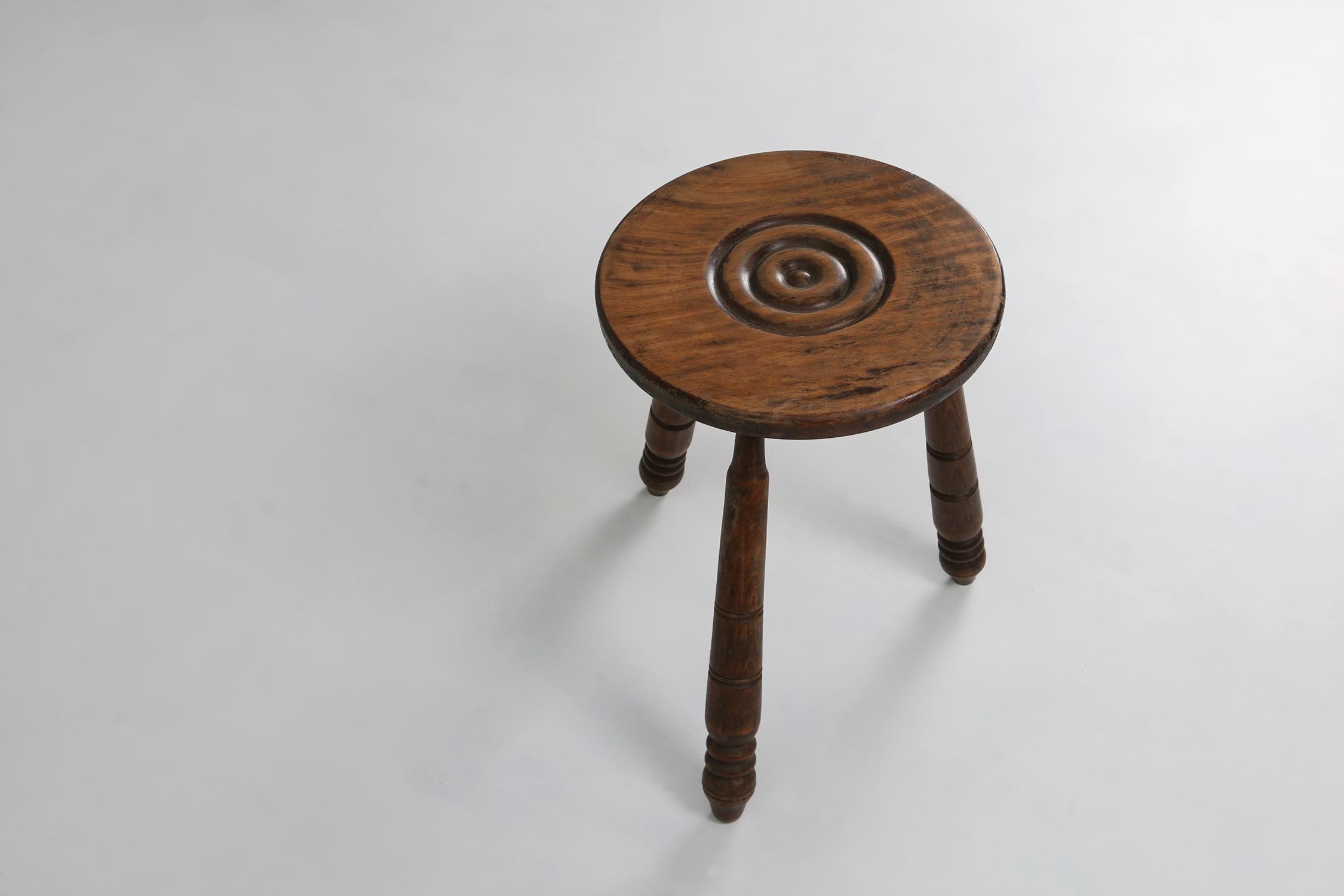 Belgian Brutalist Stool, circa 1960 For Sale