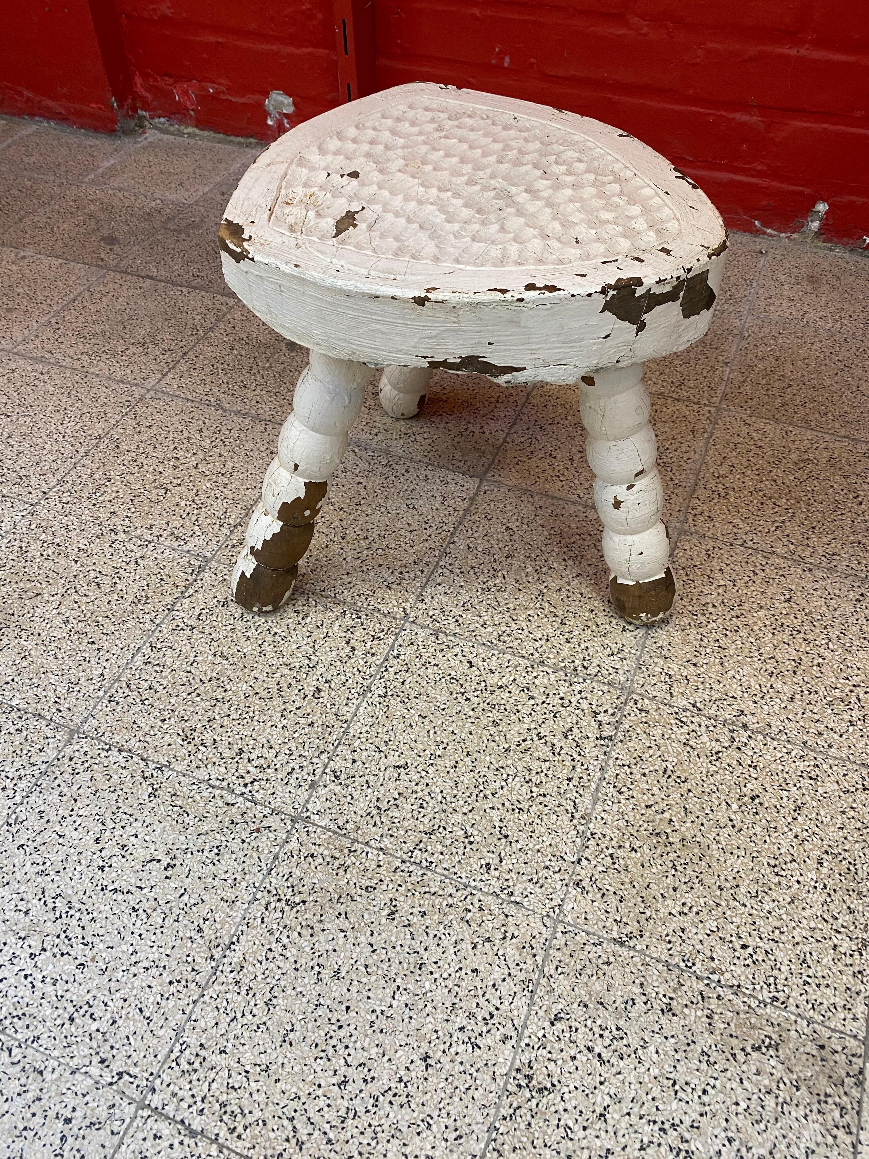 French Brutalist Stool, circa 1950 For Sale