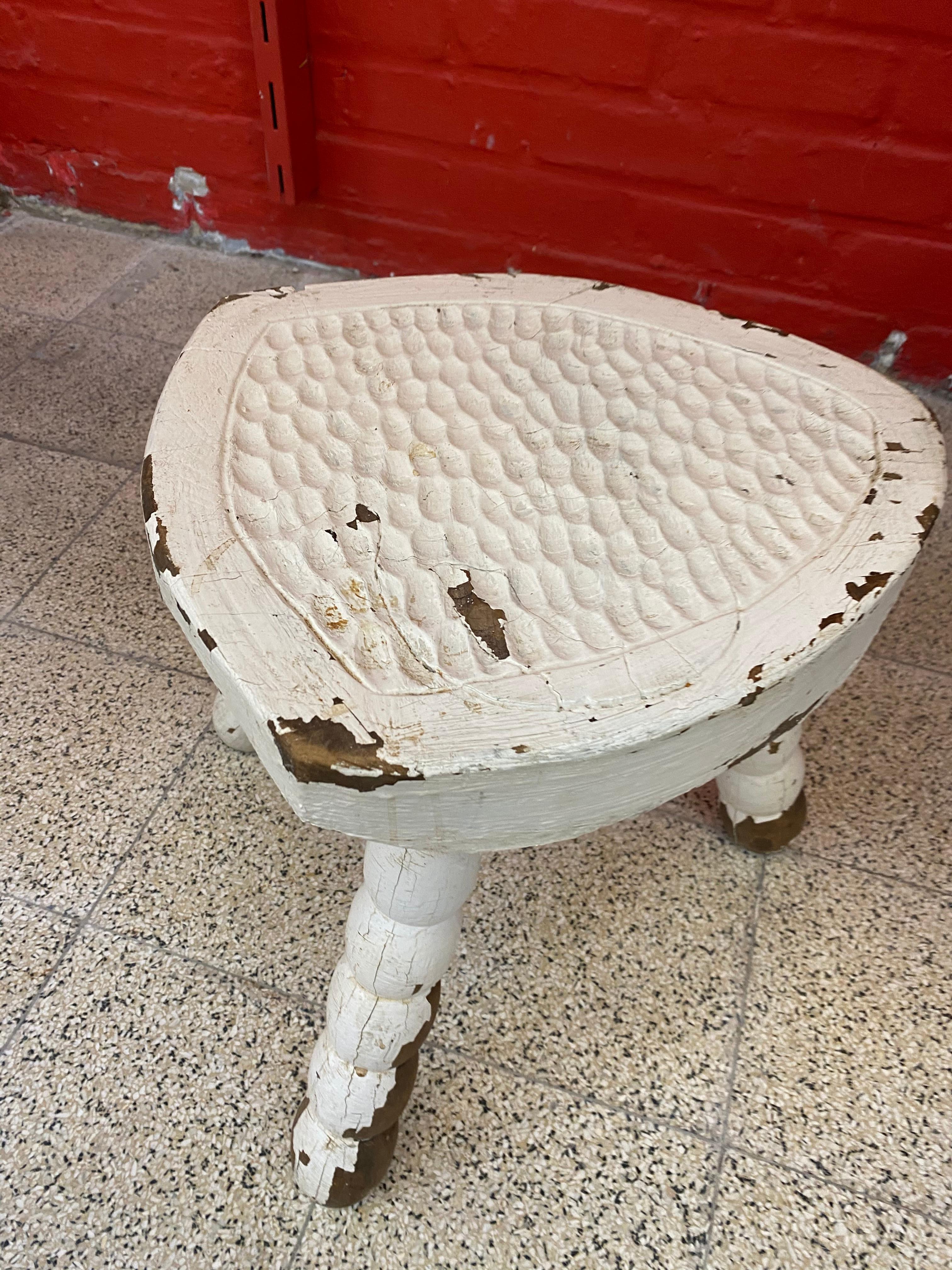 Painted Brutalist Stool, circa 1950 For Sale