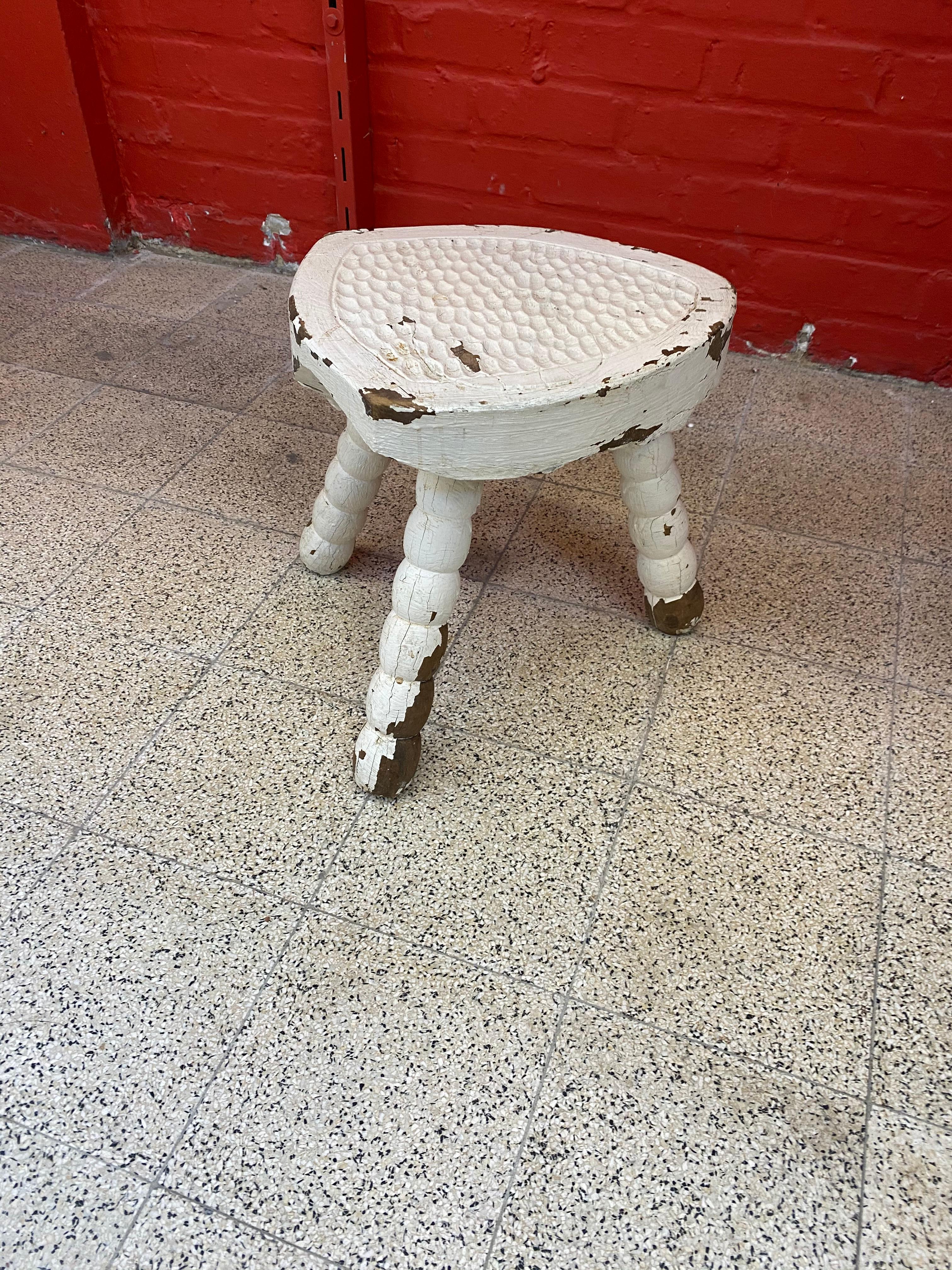 Brutalist Stool, circa 1950 In Fair Condition For Sale In Saint-Ouen, FR