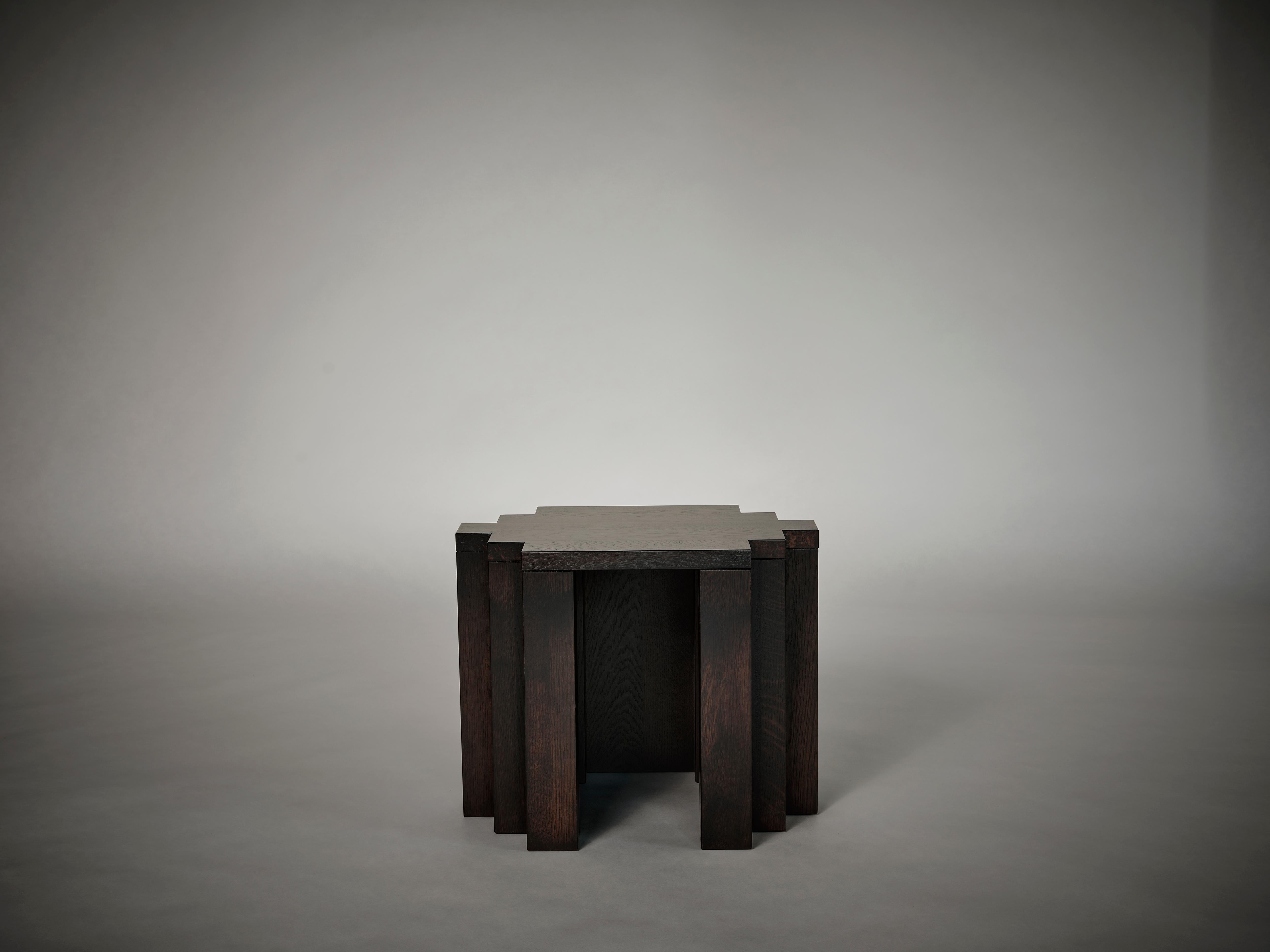 Dutch Brutalist Stool in European Oak - Cadence by Mokko For Sale