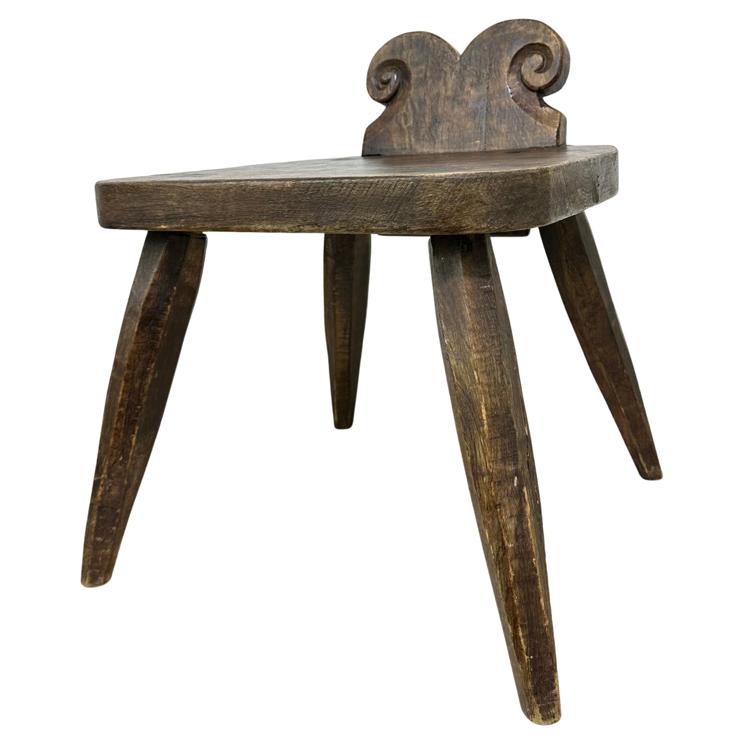 Brutalist stool solid oak wood , 1970s For Sale at 1stDibs
