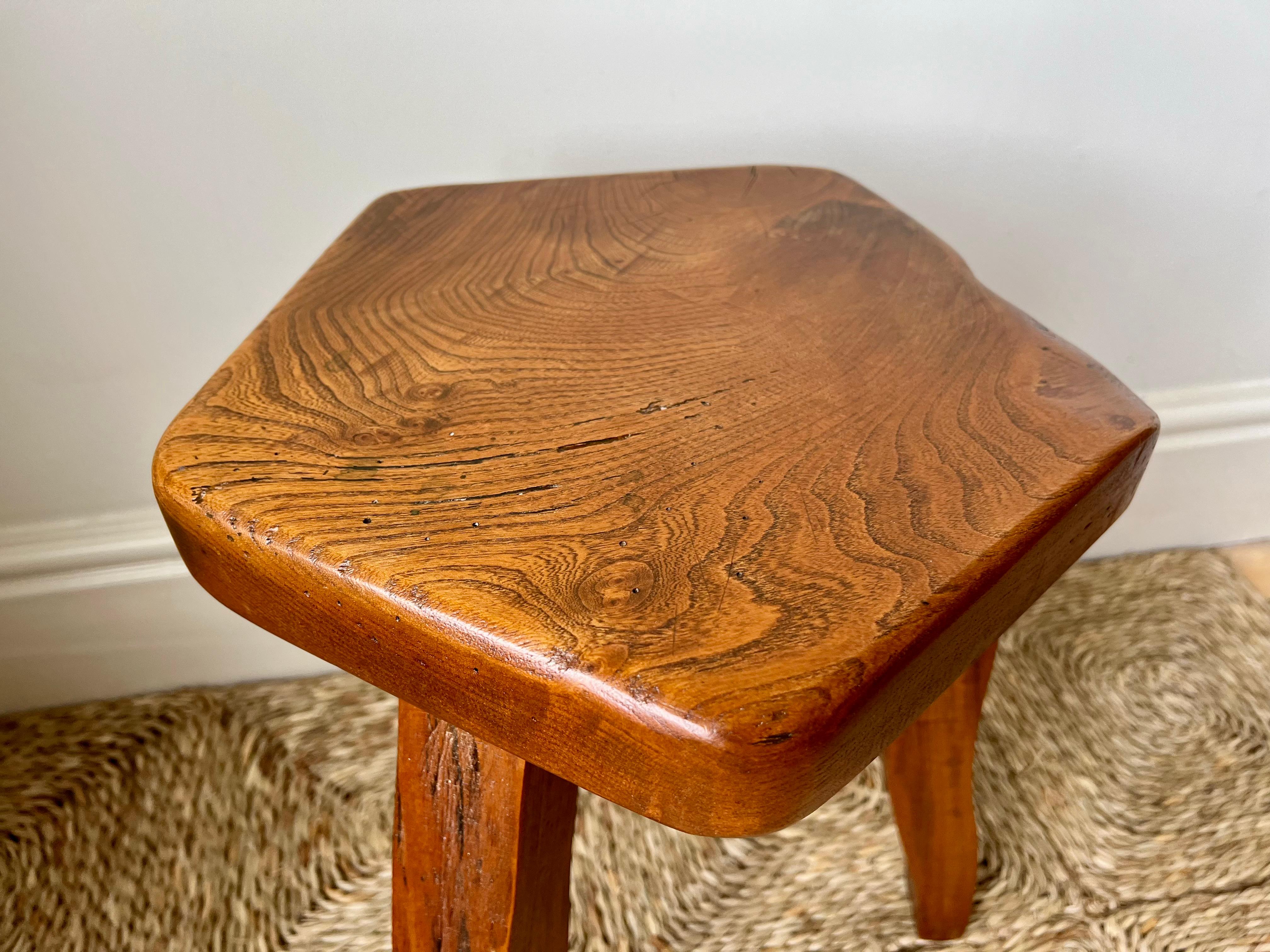 Brutalist Stools In Elm by Aranjou France c.1960 Olavi Hanninen Mikko Nuppon For Sale 5