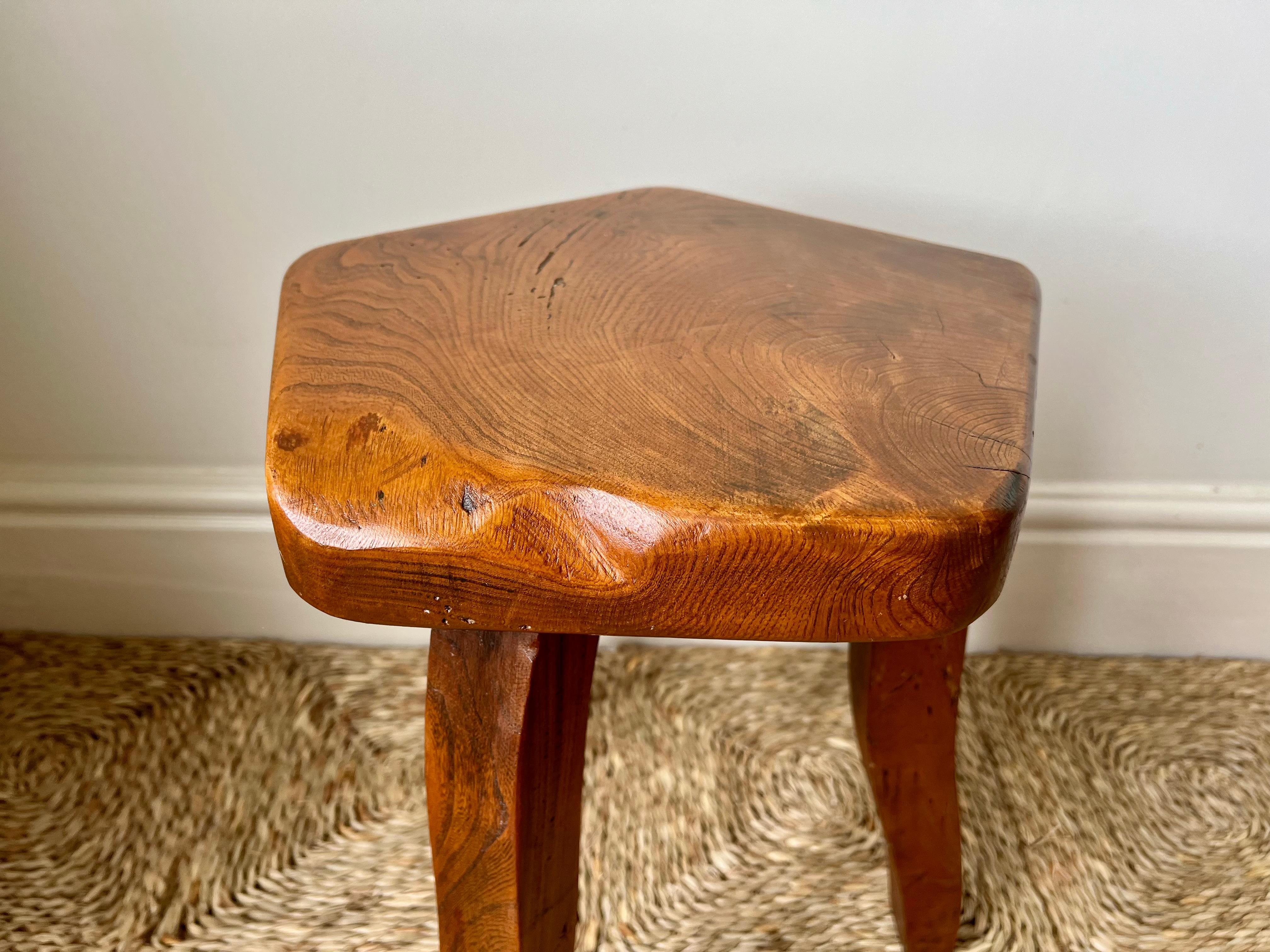 Brutalist Stools In Elm by Aranjou France c.1960 Olavi Hanninen Mikko Nuppon For Sale 6