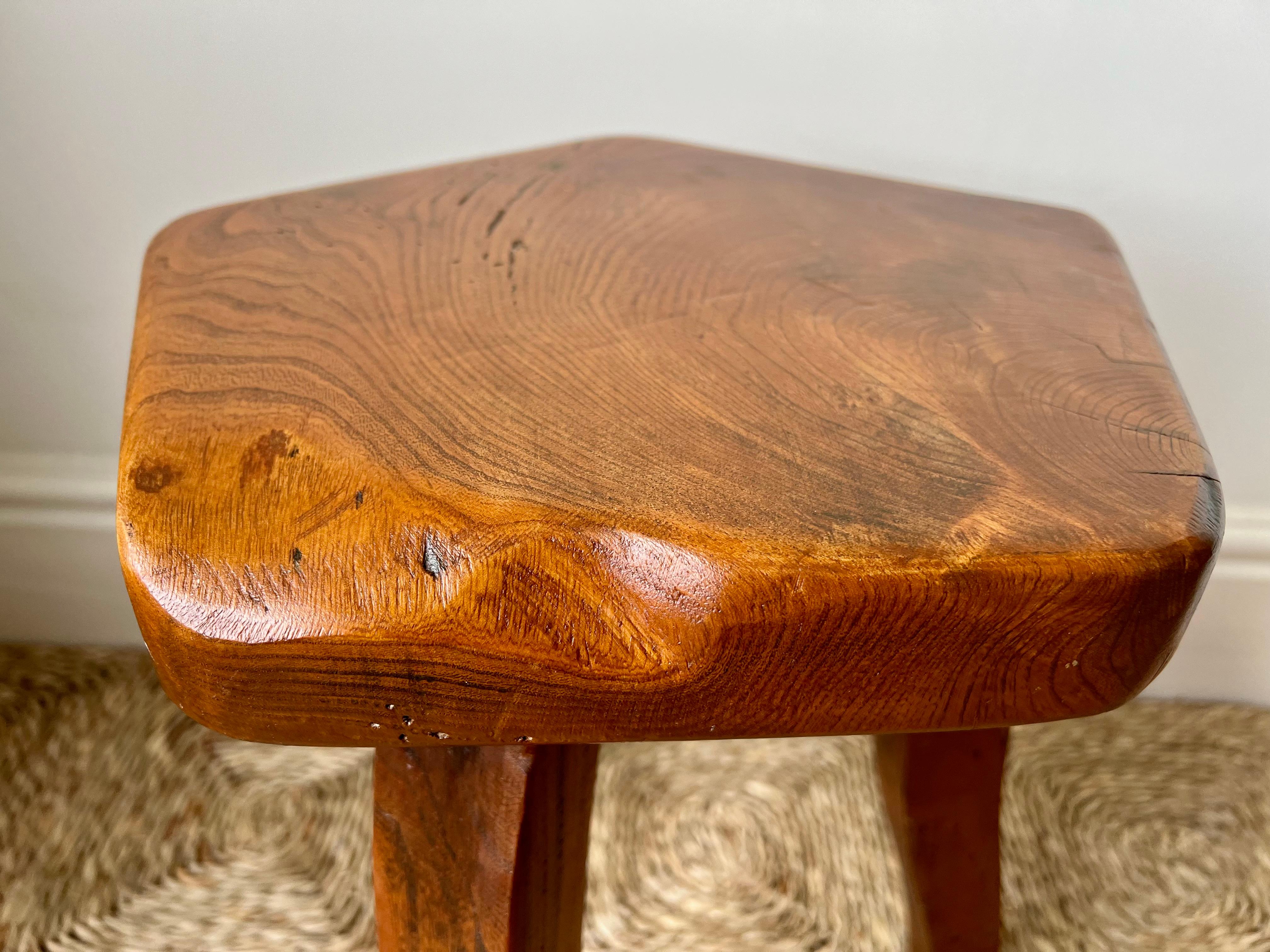 Brutalist Stools In Elm by Aranjou France c.1960 Olavi Hanninen Mikko Nuppon For Sale 7