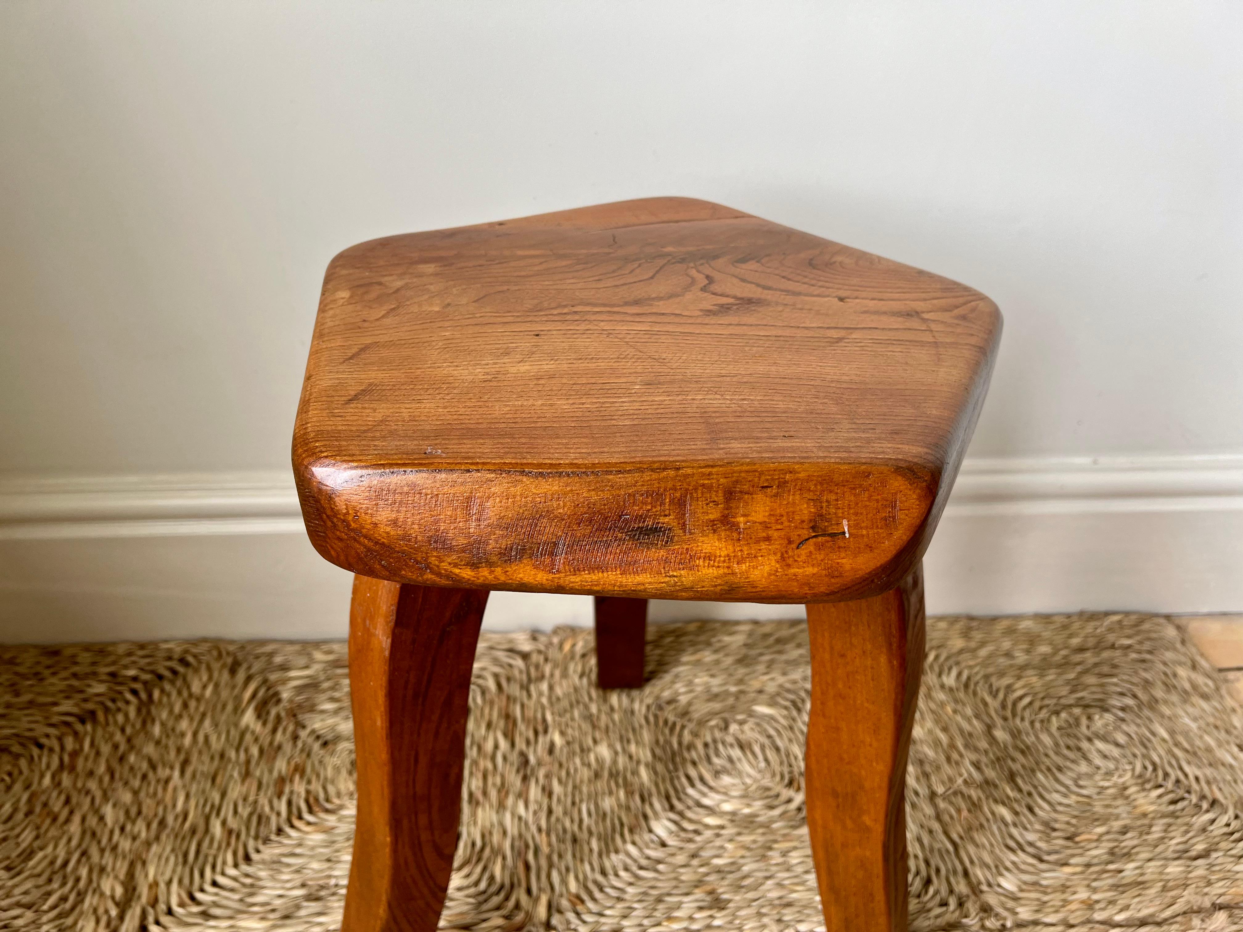 Brutalist Stools In Elm by Aranjou France c.1960 Olavi Hanninen Mikko Nuppon For Sale 8