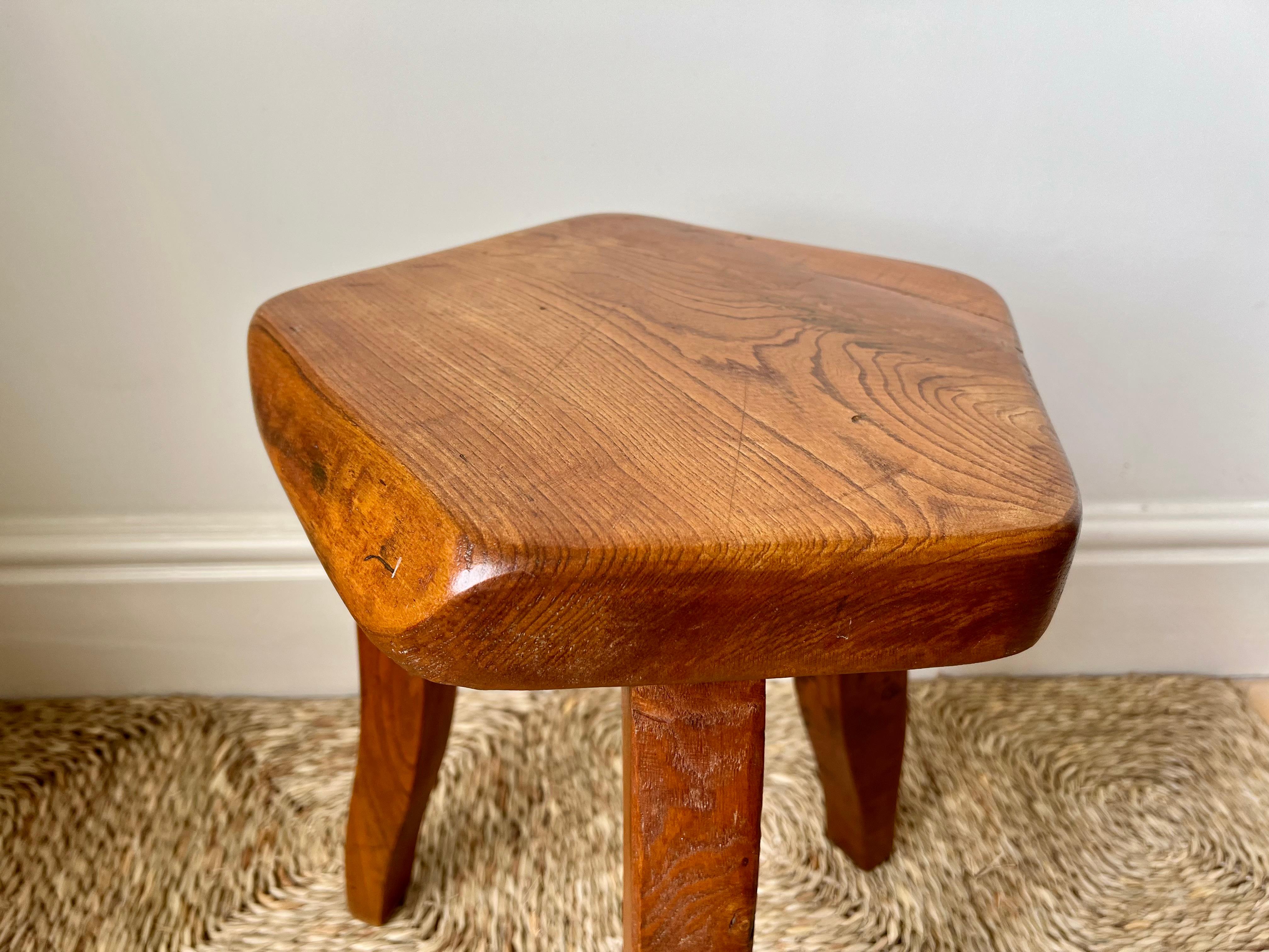 Brutalist Stools In Elm by Aranjou France c.1960 Olavi Hanninen Mikko Nuppon For Sale 11