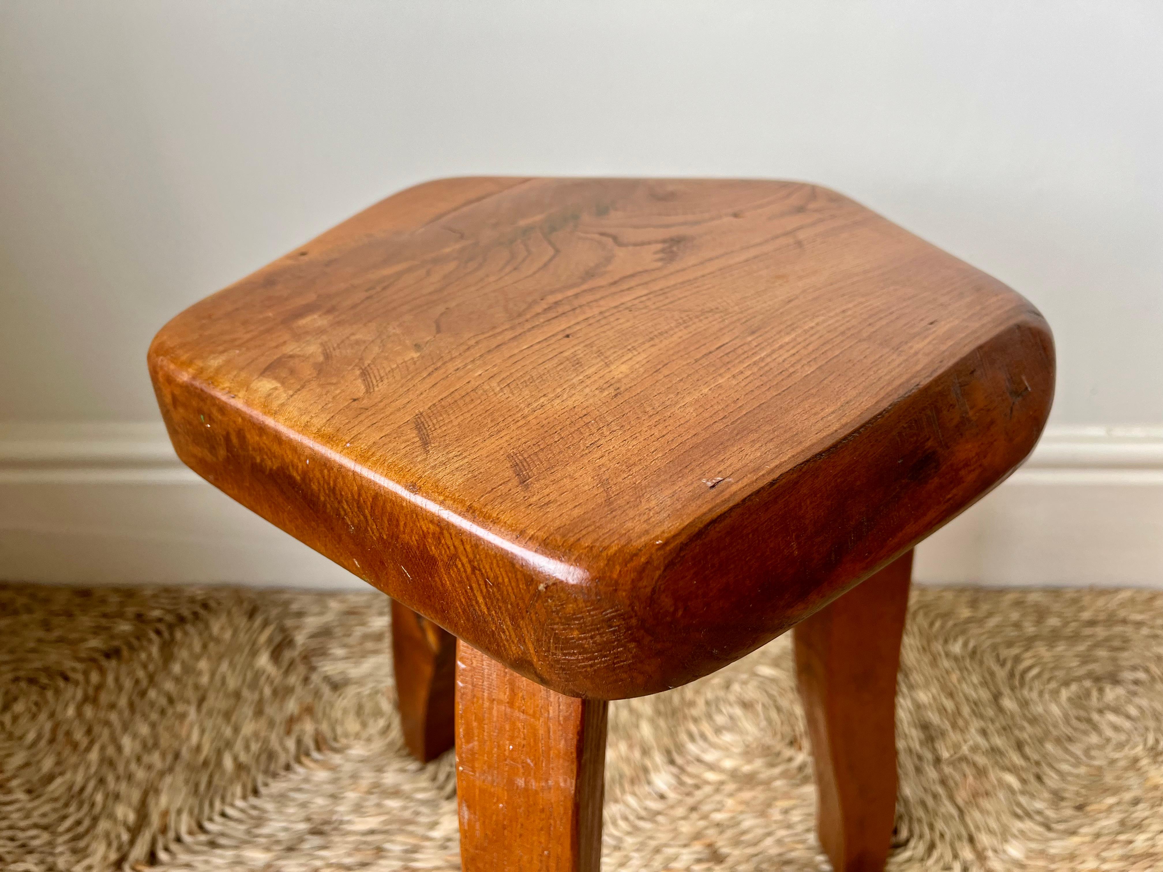 Brutalist Stools In Elm by Aranjou France c.1960 Olavi Hanninen Mikko Nuppon For Sale 15