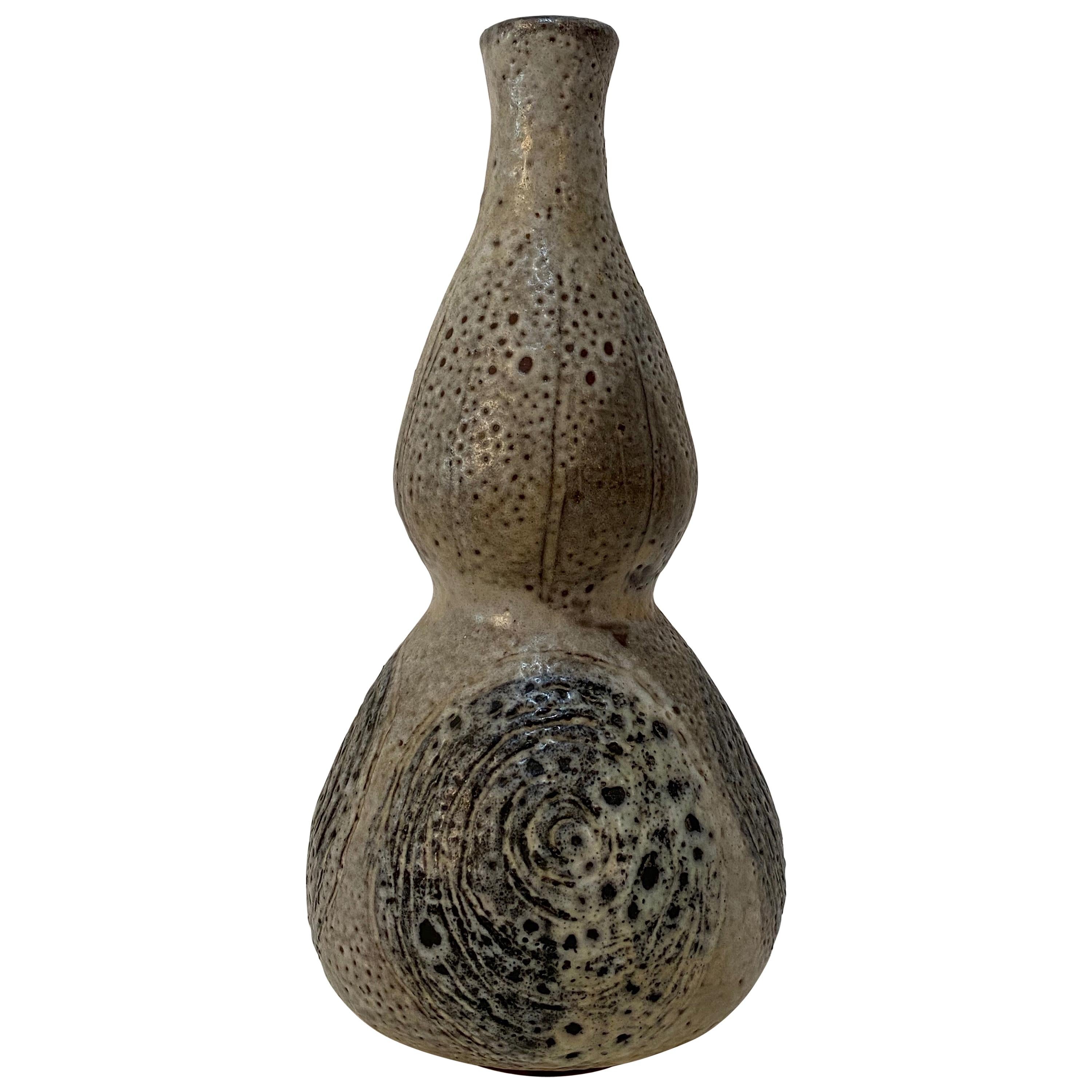 Brutalist Studio Pottery "Hourglass" Vase Signed Inge