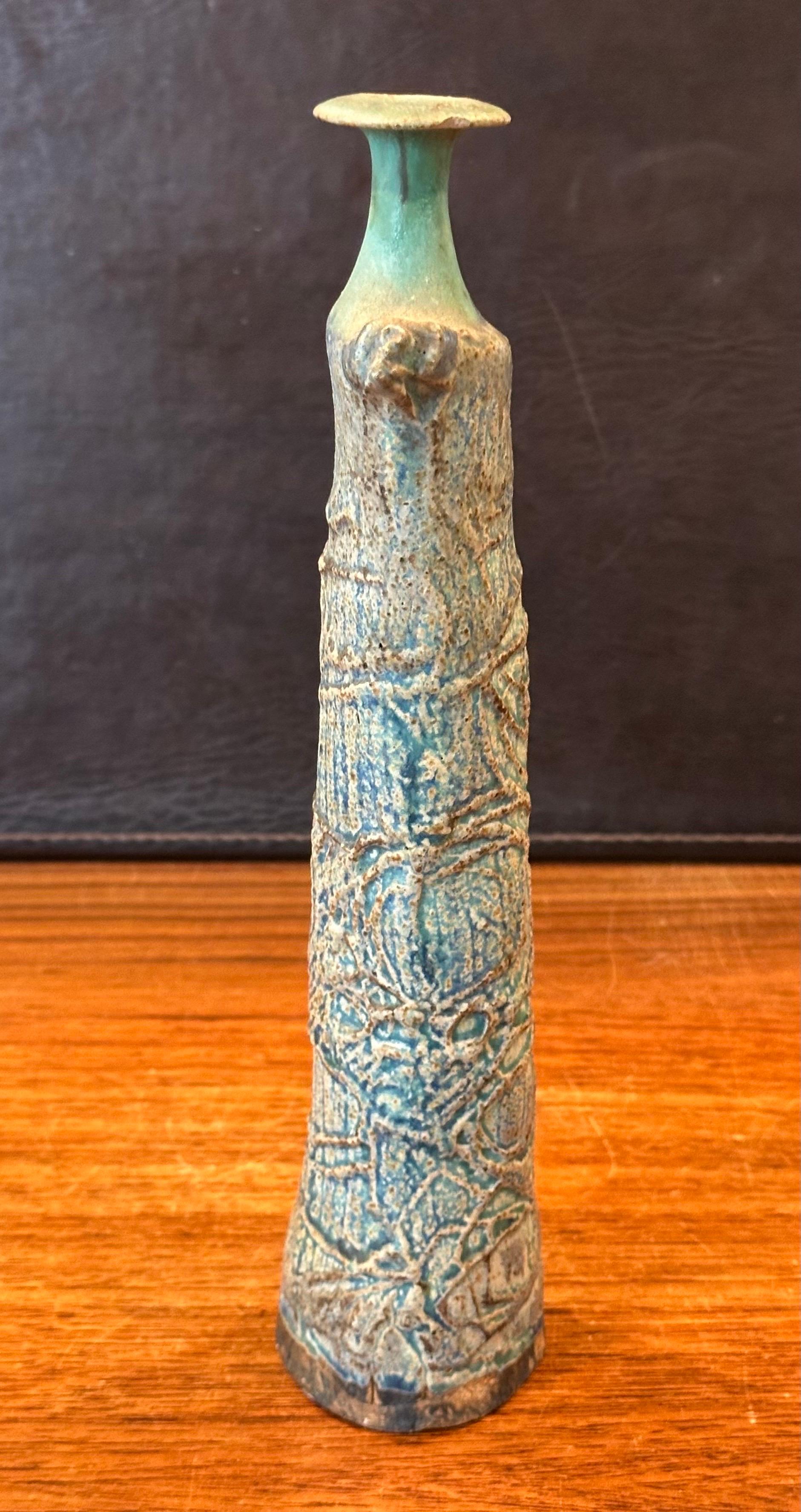 Brutalist Studio Pottery Signed Figural Vase For Sale 3