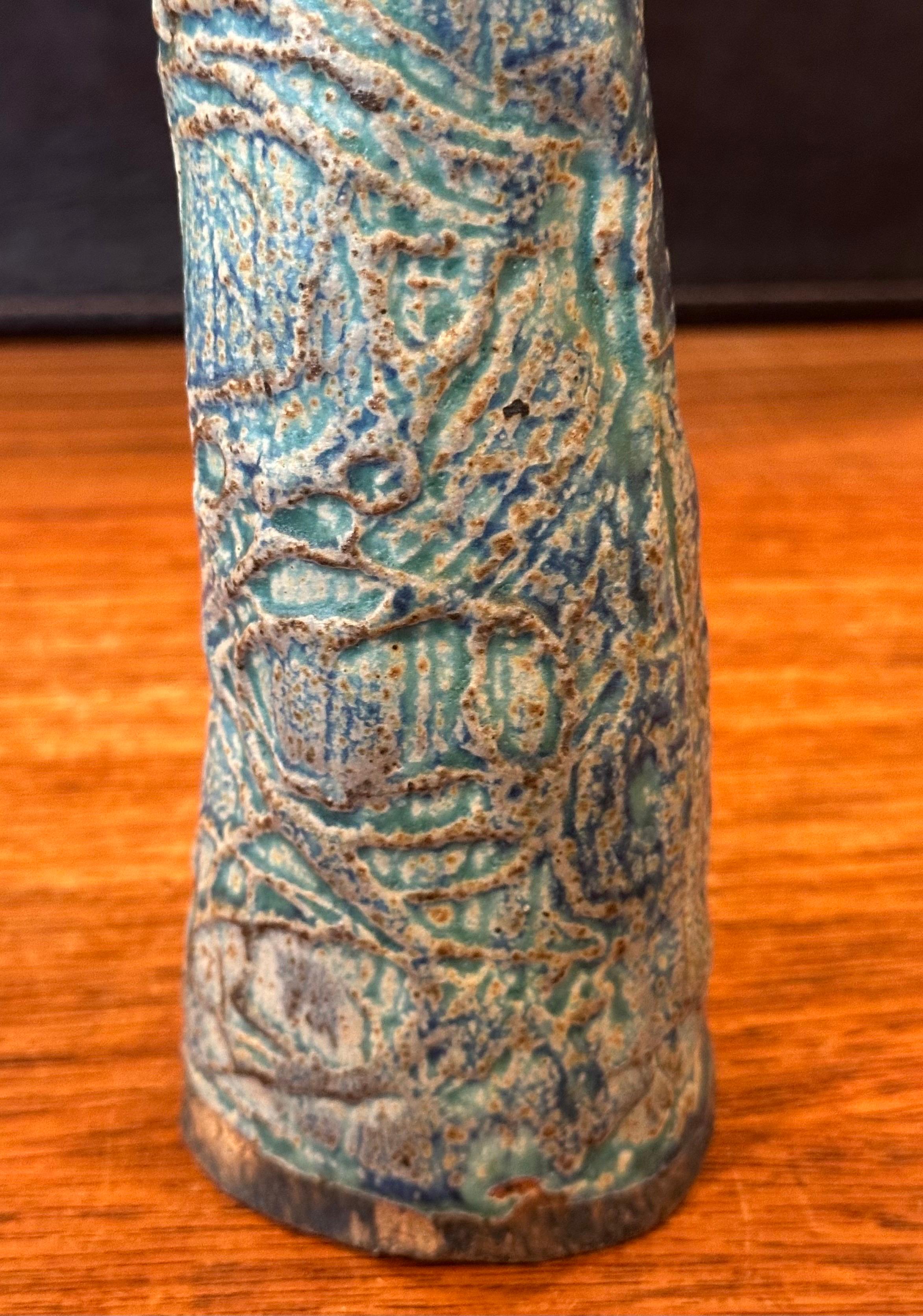 Brutalist Studio Pottery Signed Figural Vase For Sale 4