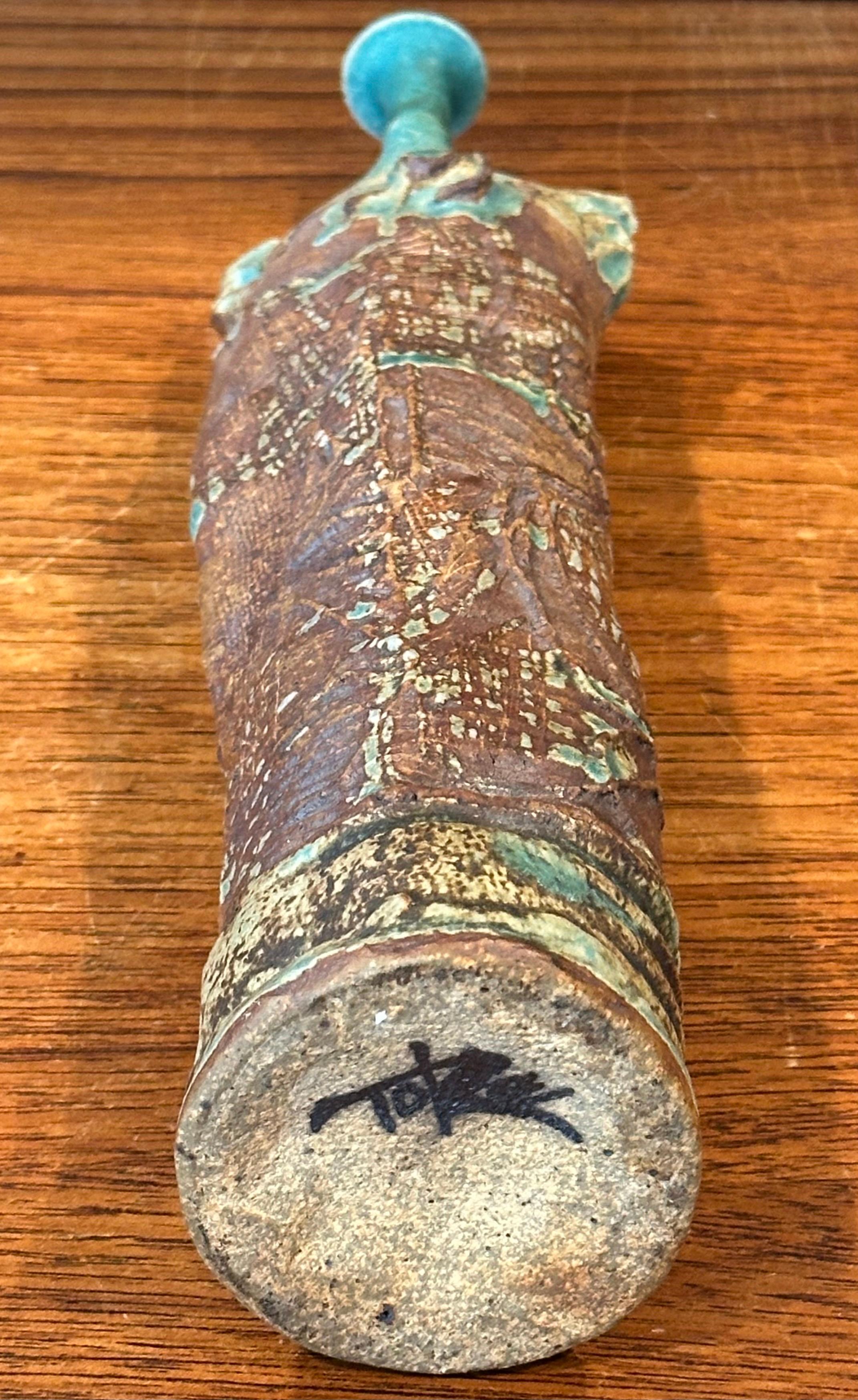 Brutalist Studio Pottery Signed Figural Vase For Sale 5