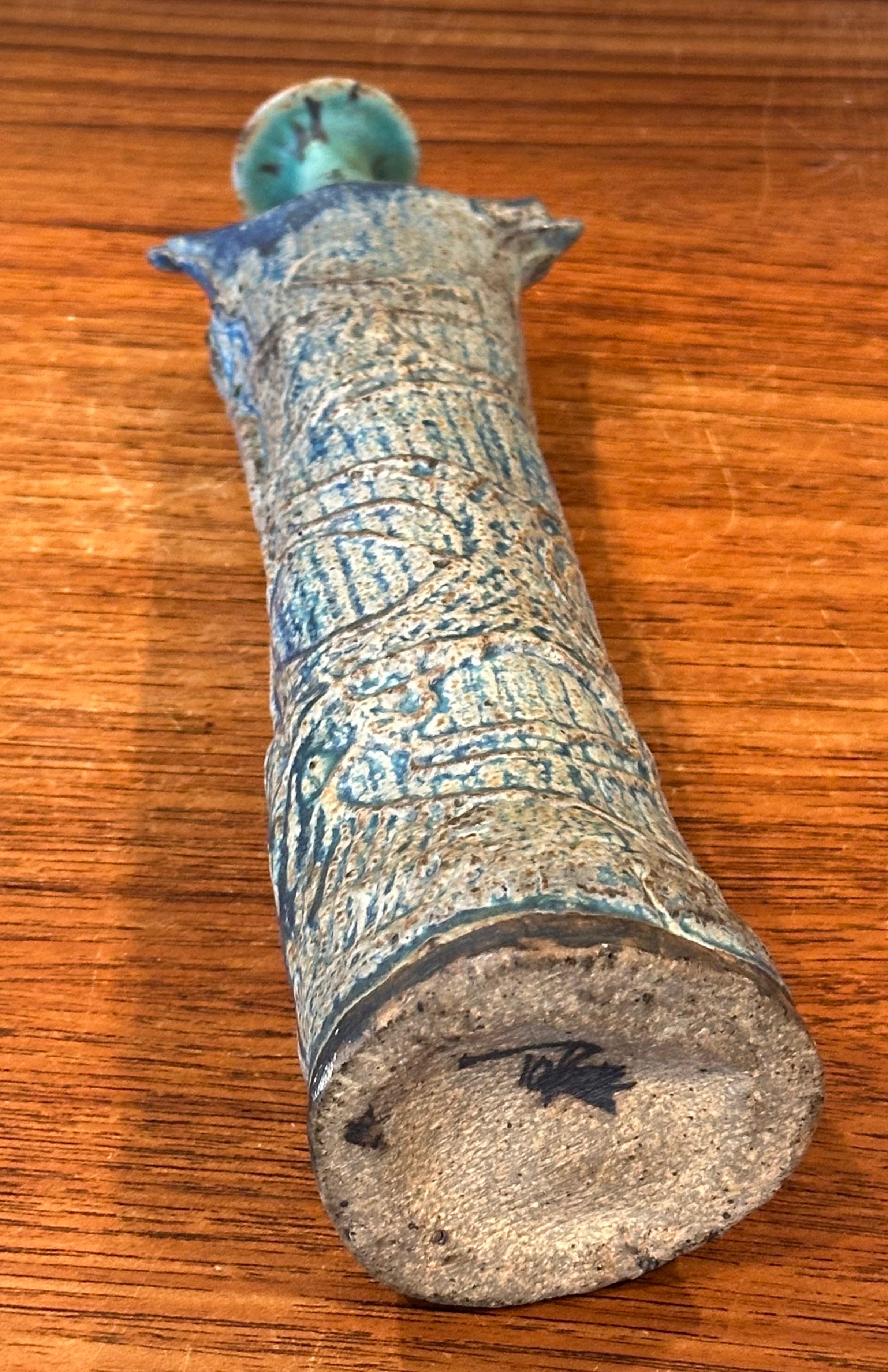 Brutalist Studio Pottery Signed Figural Vase For Sale 7