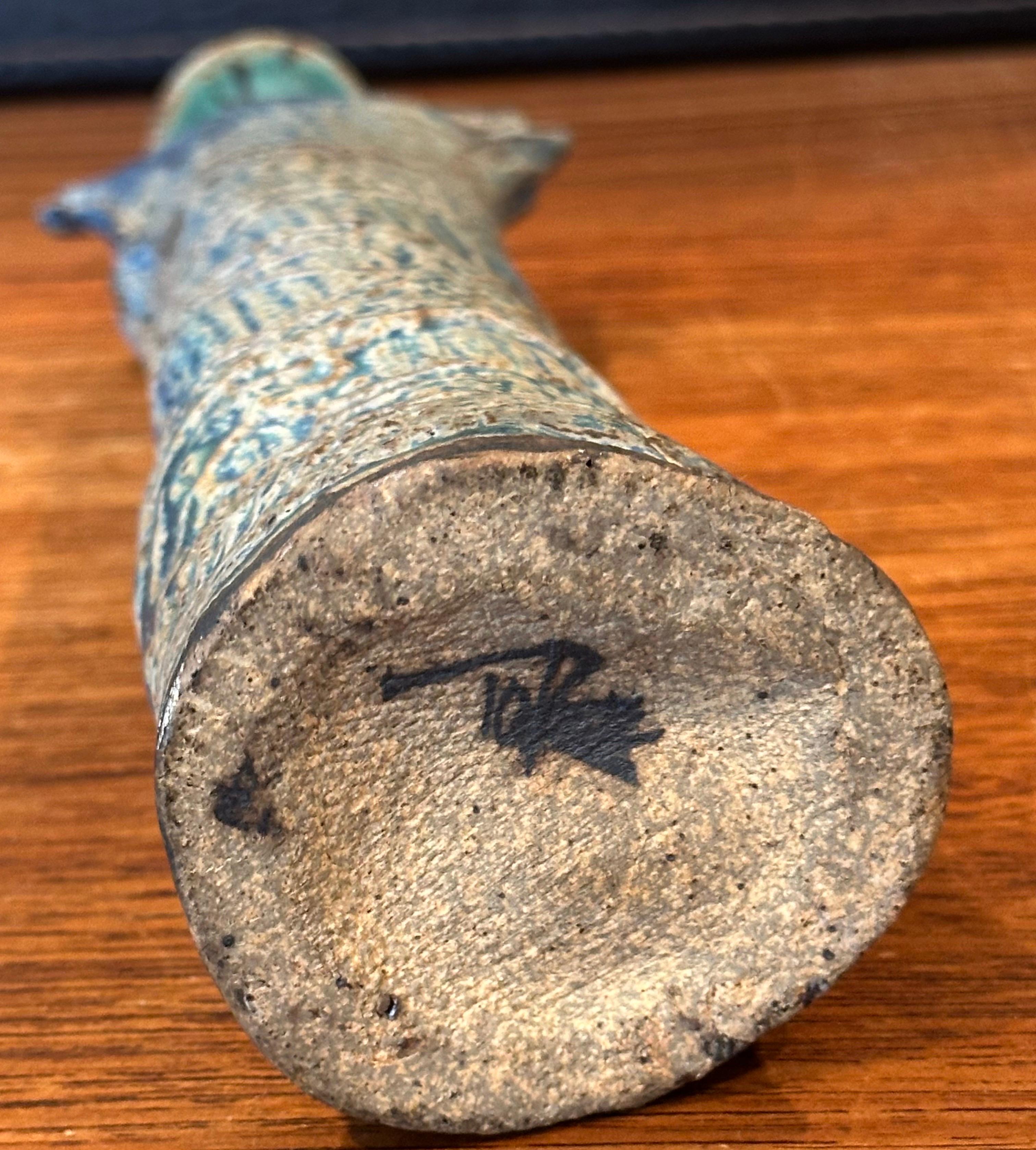 Brutalist Studio Pottery Signed Figural Vase For Sale 8