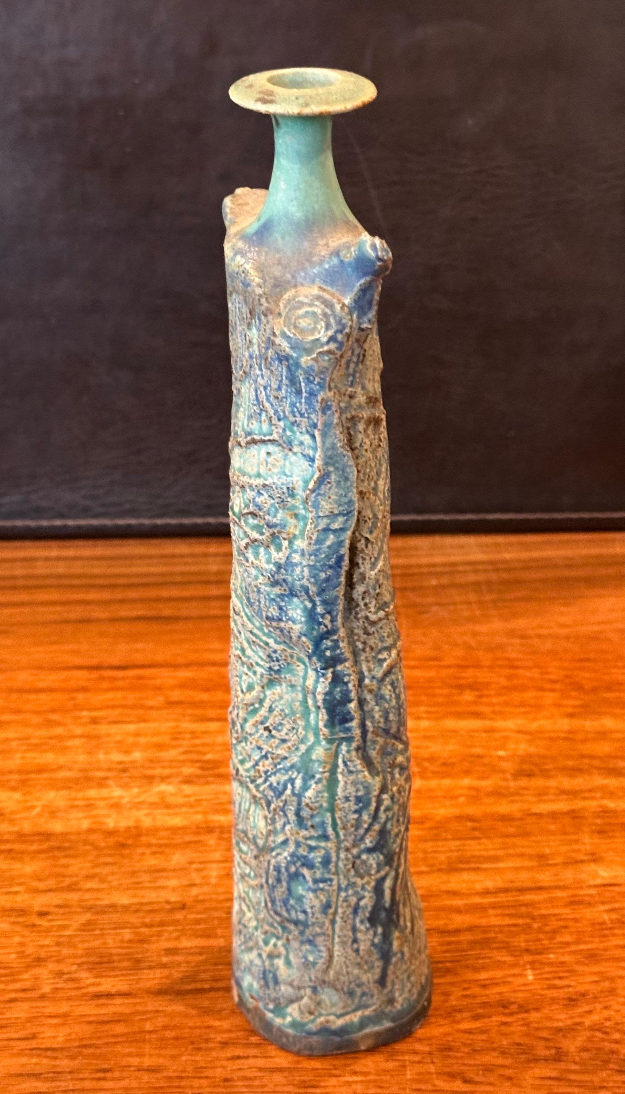 Mid-Century Modern Brutalist Studio Pottery Signed Figural Vase For Sale