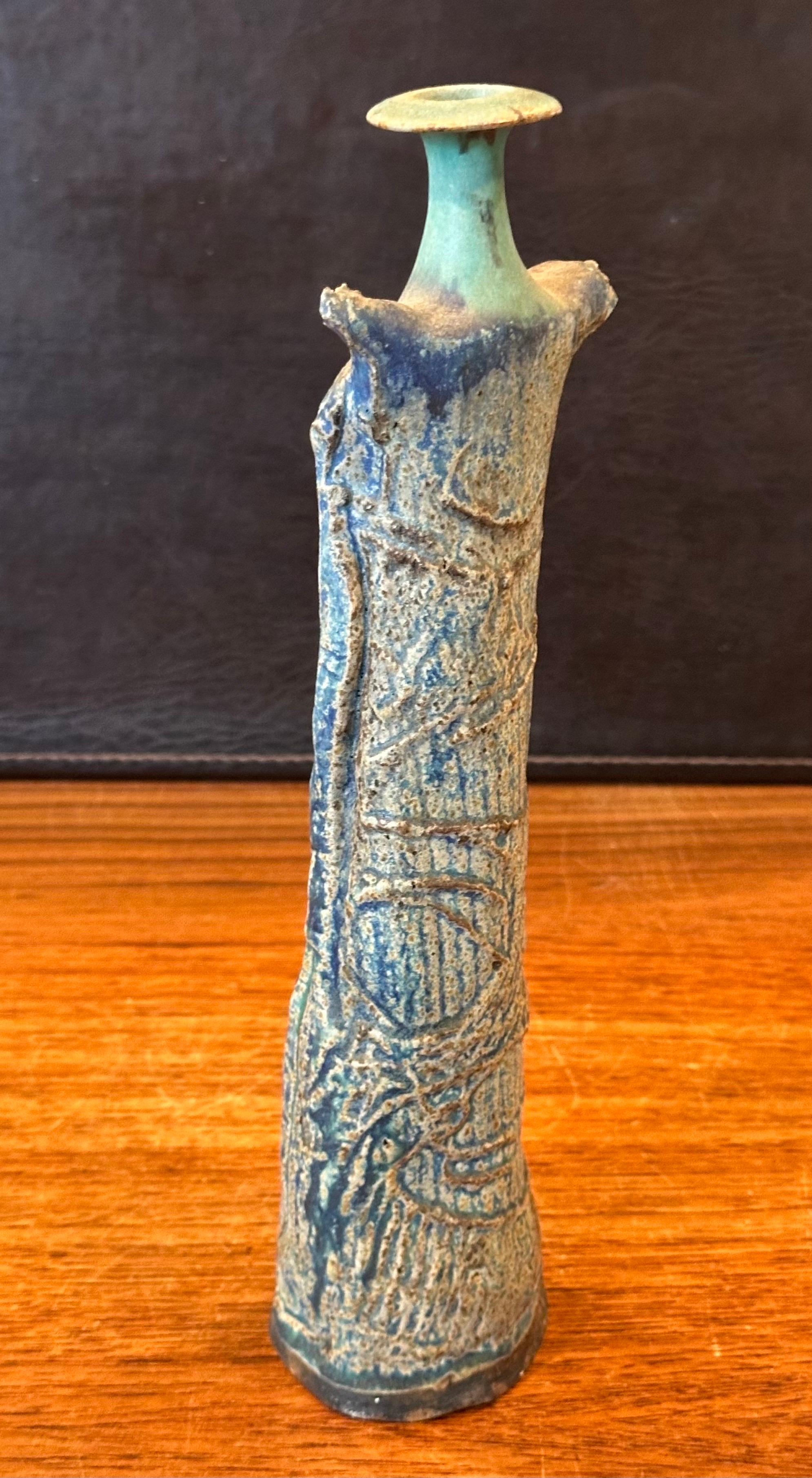 Brutalist Studio Pottery Signed Figural Vase In Good Condition For Sale In San Diego, CA