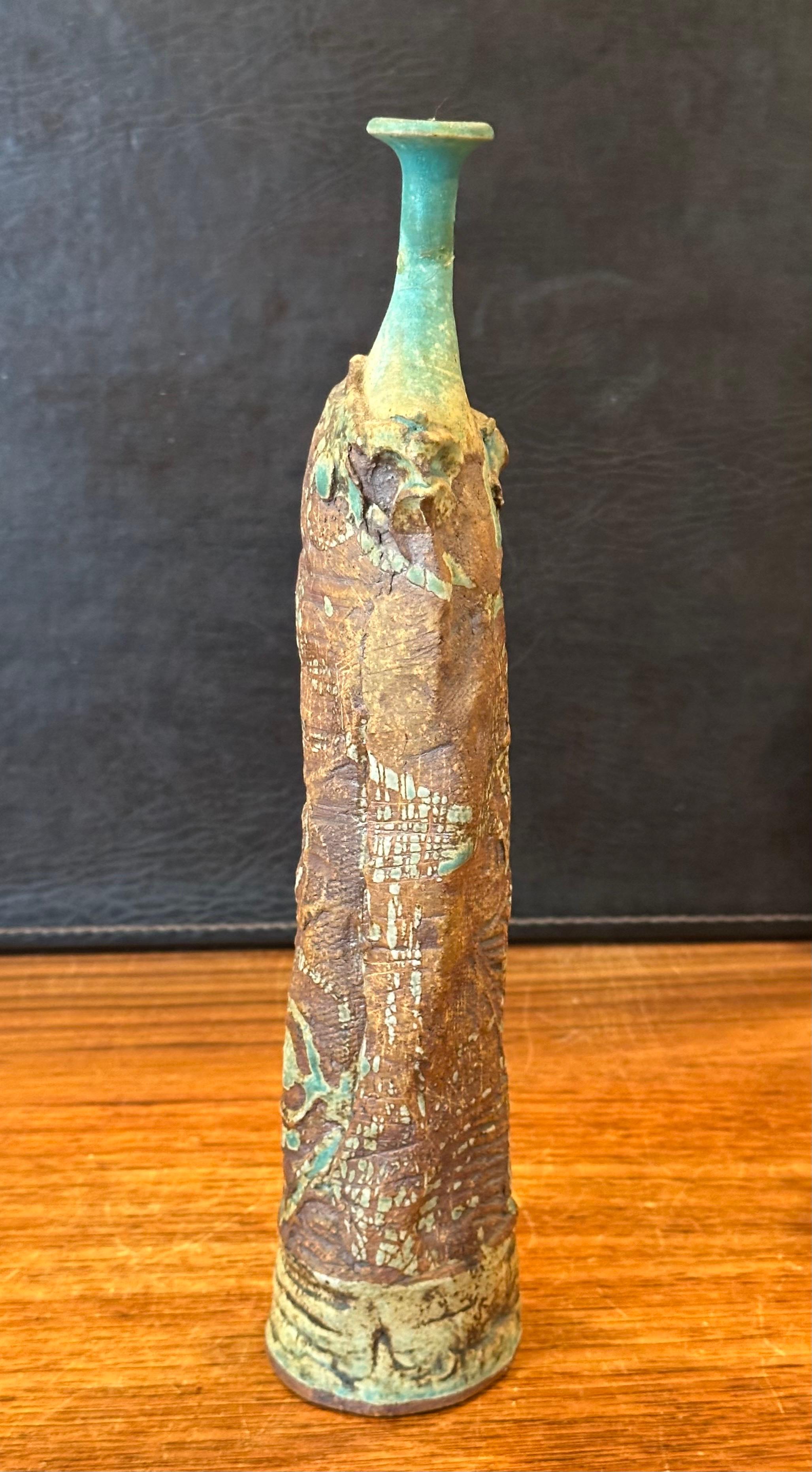 Brutalist Studio Pottery Signed Figural Vase In Good Condition For Sale In San Diego, CA