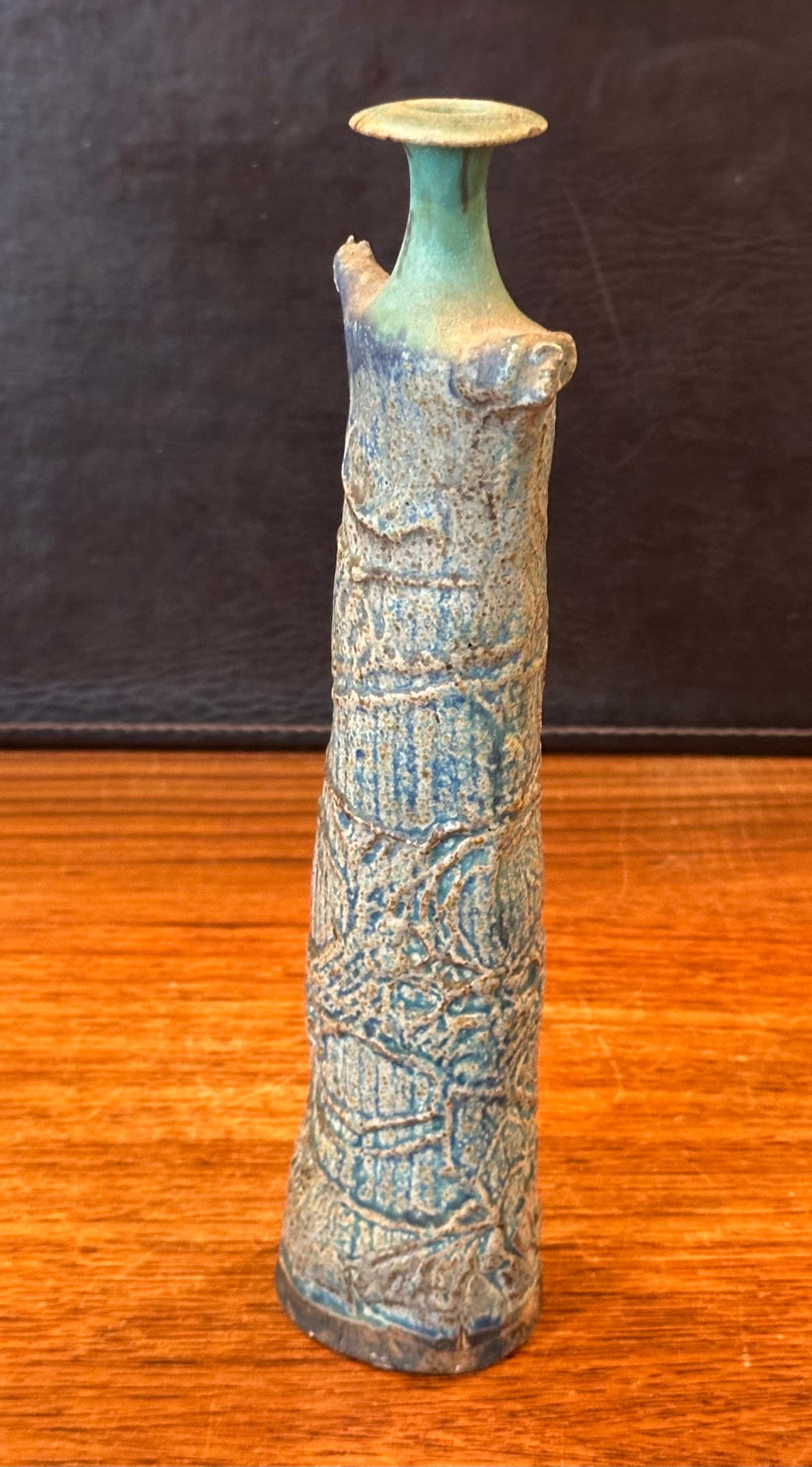 Brutalist Studio Pottery Signed Figural Vase For Sale 1