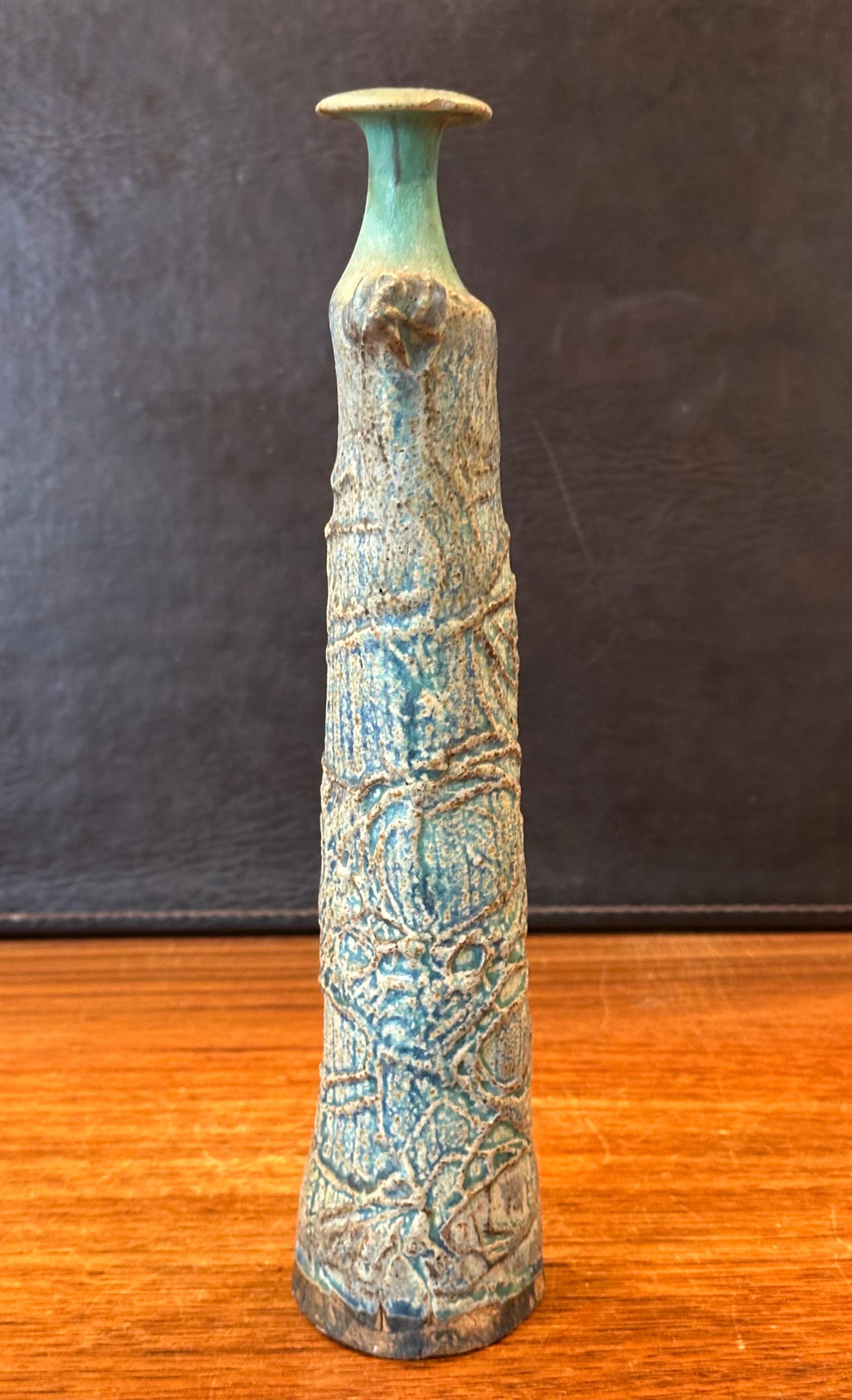 Brutalist Studio Pottery Signed Figural Vase For Sale 2