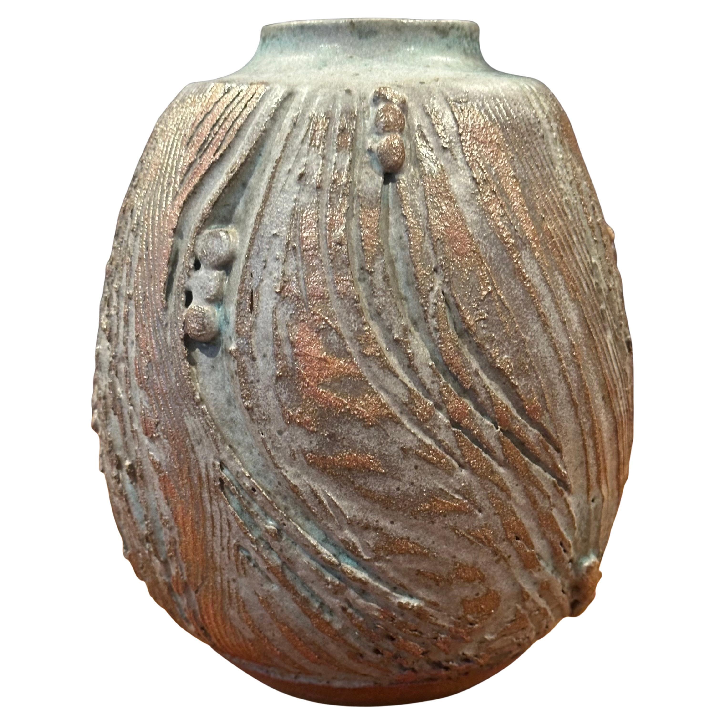 Brutalist Studio Pottery Steingut Vase - Signiert im Angebot 8
