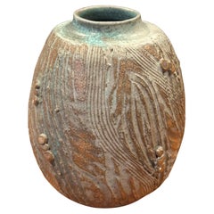Brutalist Studio Pottery Stoneware Vase - Signed