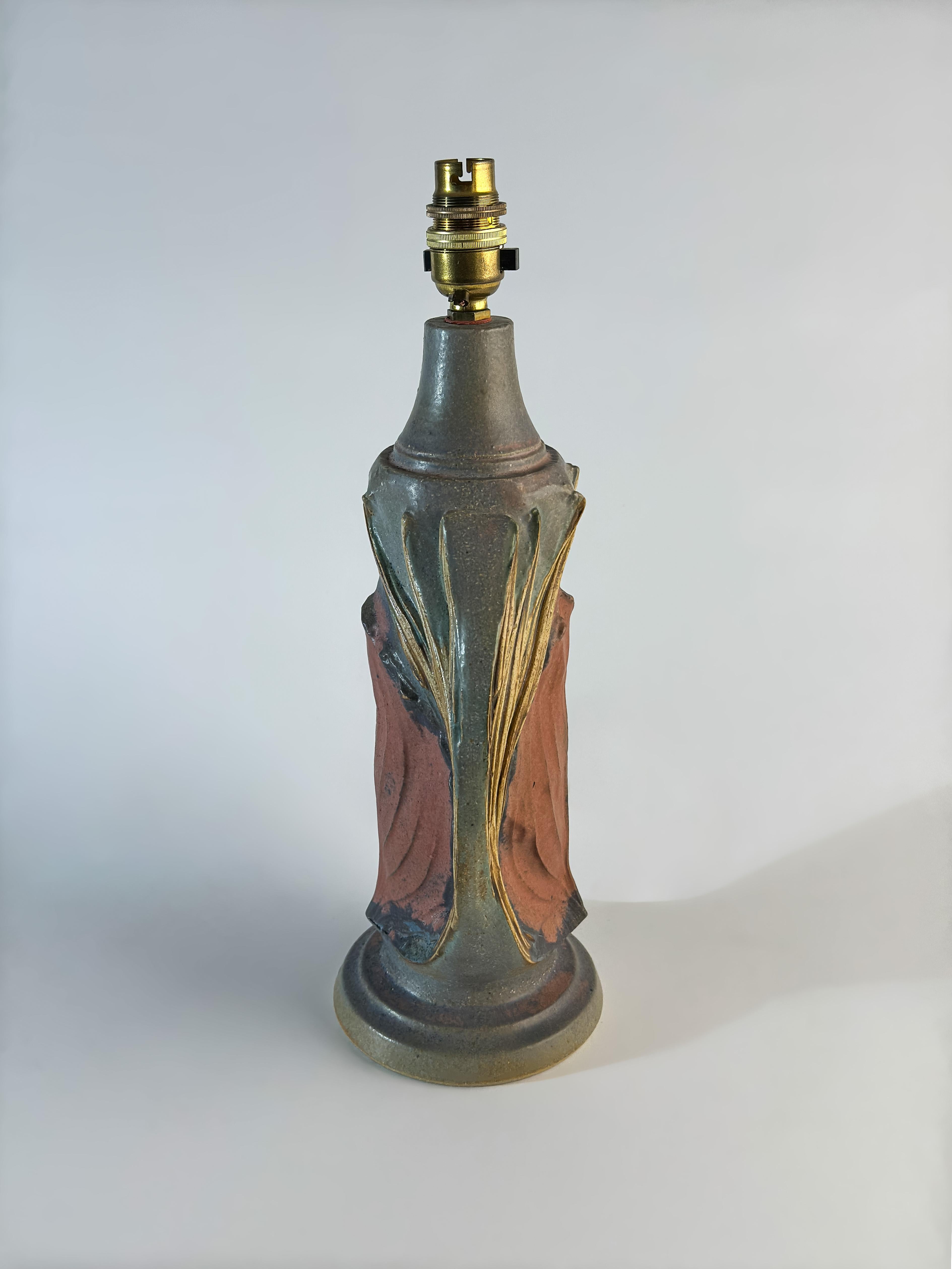 English Brutalist Studio Pottery Lamp by Bernard Rooke, British, Mid-20th Century For Sale