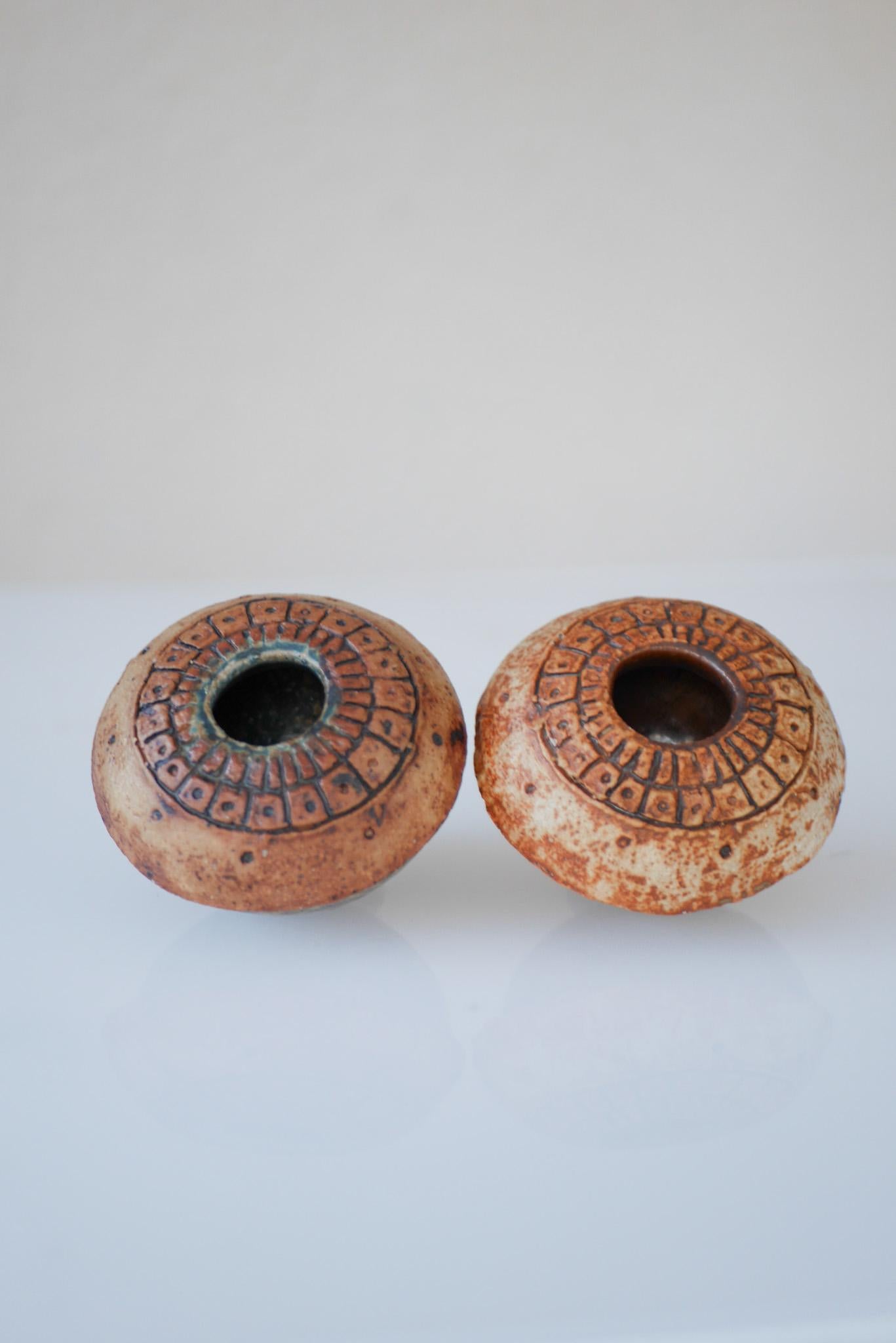 Brutalist Studio Pottery Vases or Pots by Bernard Rooke, 1960s, Set of 2 For Sale 2