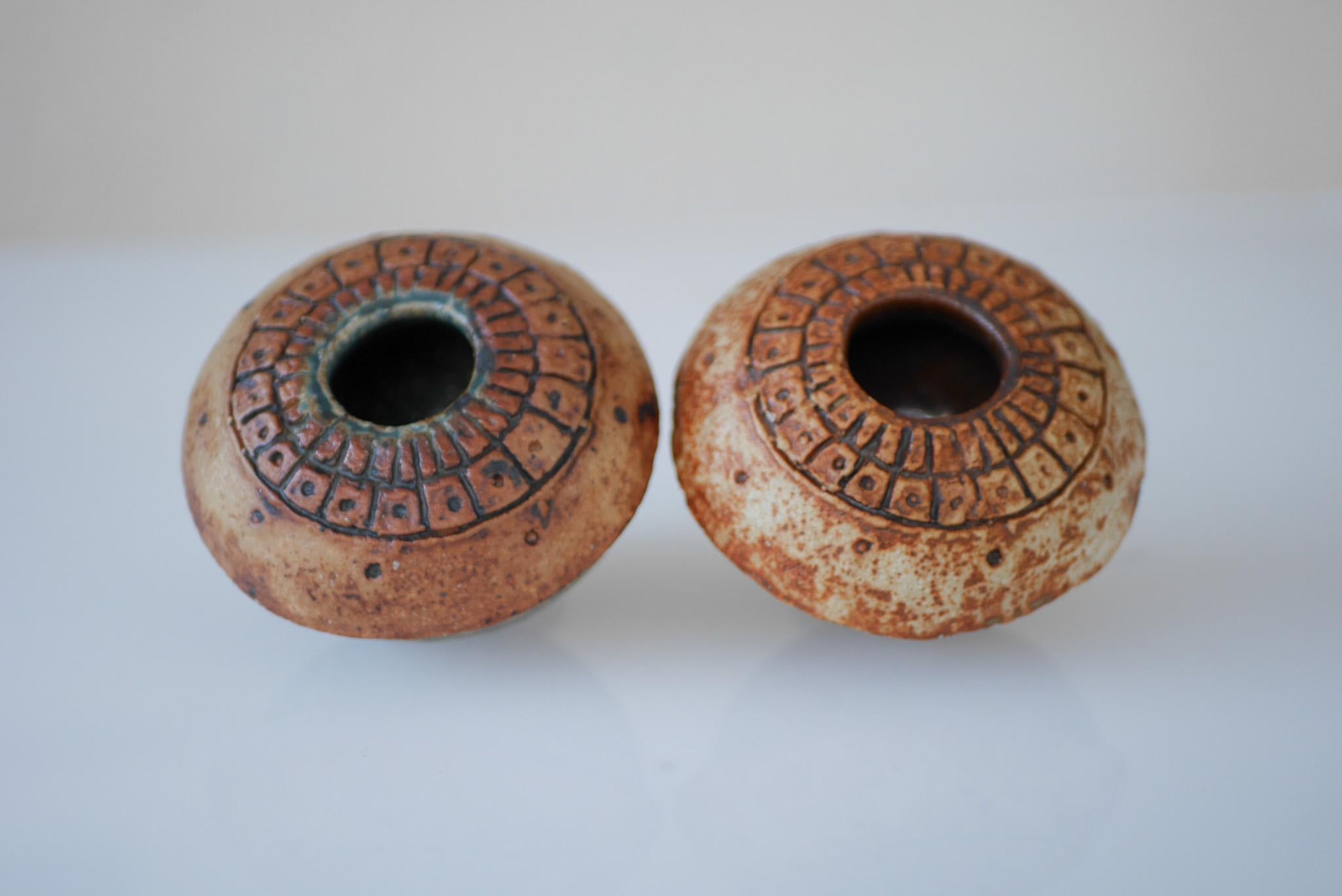 Brutalist Studio Pottery Vases or Pots by Bernard Rooke, 1960s, Set of 2 For Sale 3