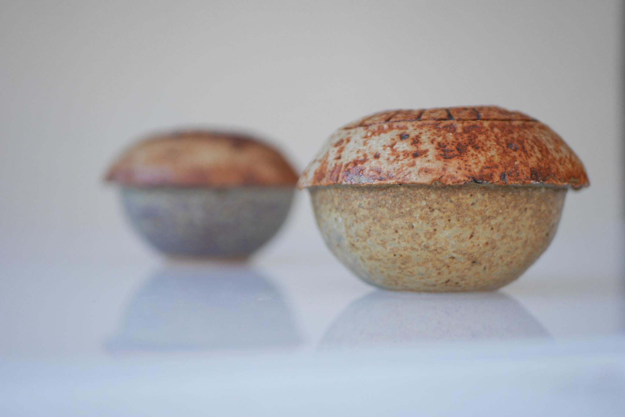 Brutalist Studio Pottery Vases or Pots by Bernard Rooke, 1960s, Set of 2 For Sale 9