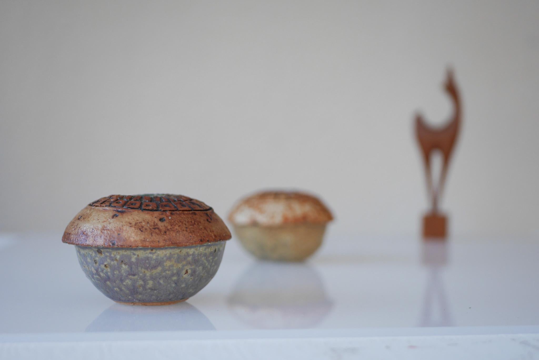 Mid-Century Modern Brutalist Studio Pottery Vases or Pots by Bernard Rooke, 1960s, Set of 2 For Sale