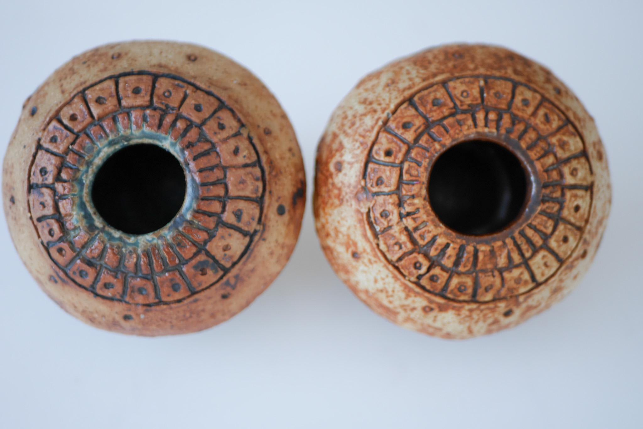 Ceramic Brutalist Studio Pottery Vases or Pots by Bernard Rooke, 1960s, Set of 2 For Sale