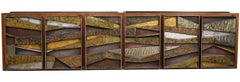 Buffet flottant en noyer, métal et ardoise Brutalist Studio 1980's Murrie Gayman