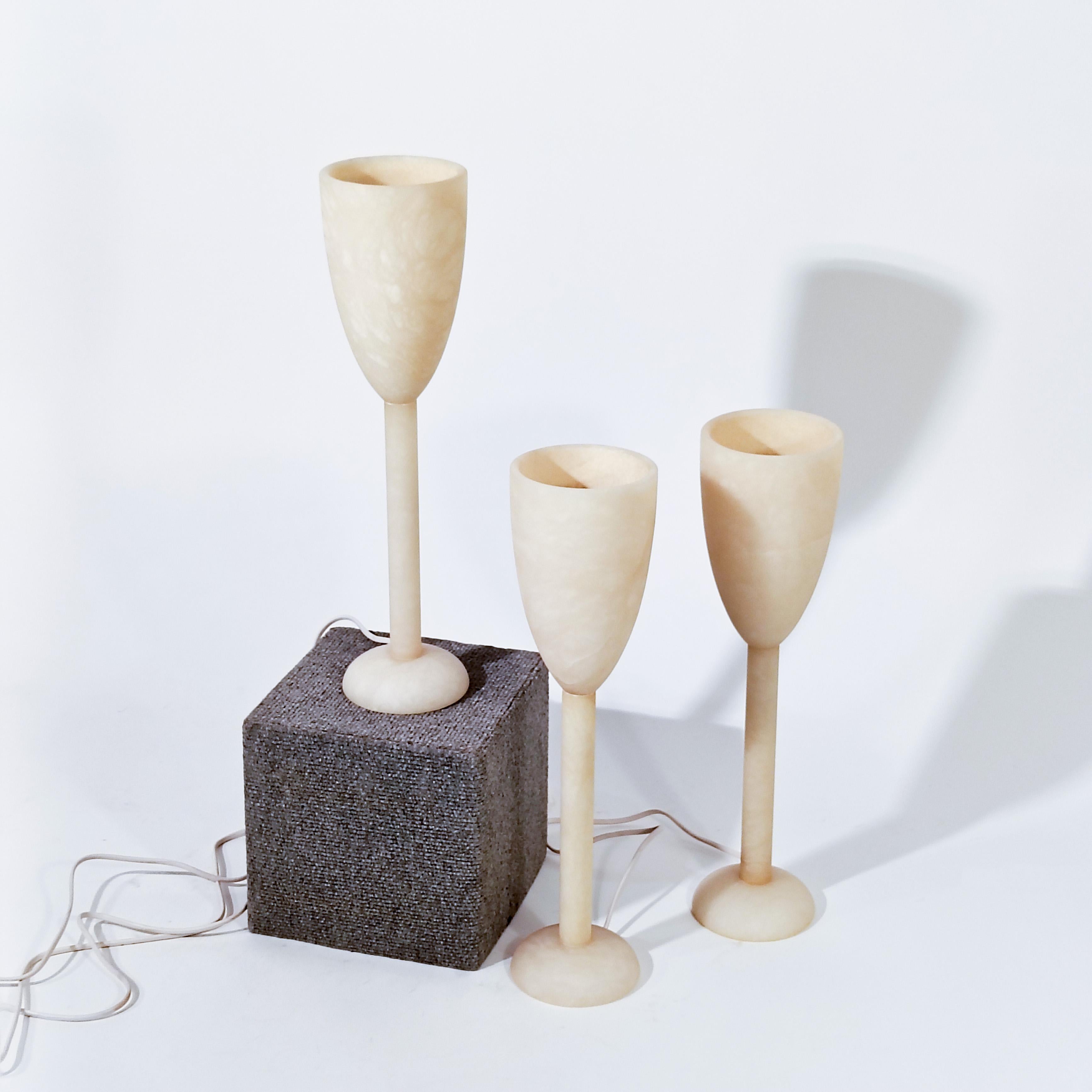 Style brutal. Lampes de table en albâtre d'Eclipsi, Espagne, 1970 Excellent état - En vente à SANT ADRIÀ DE BESÒS, ES