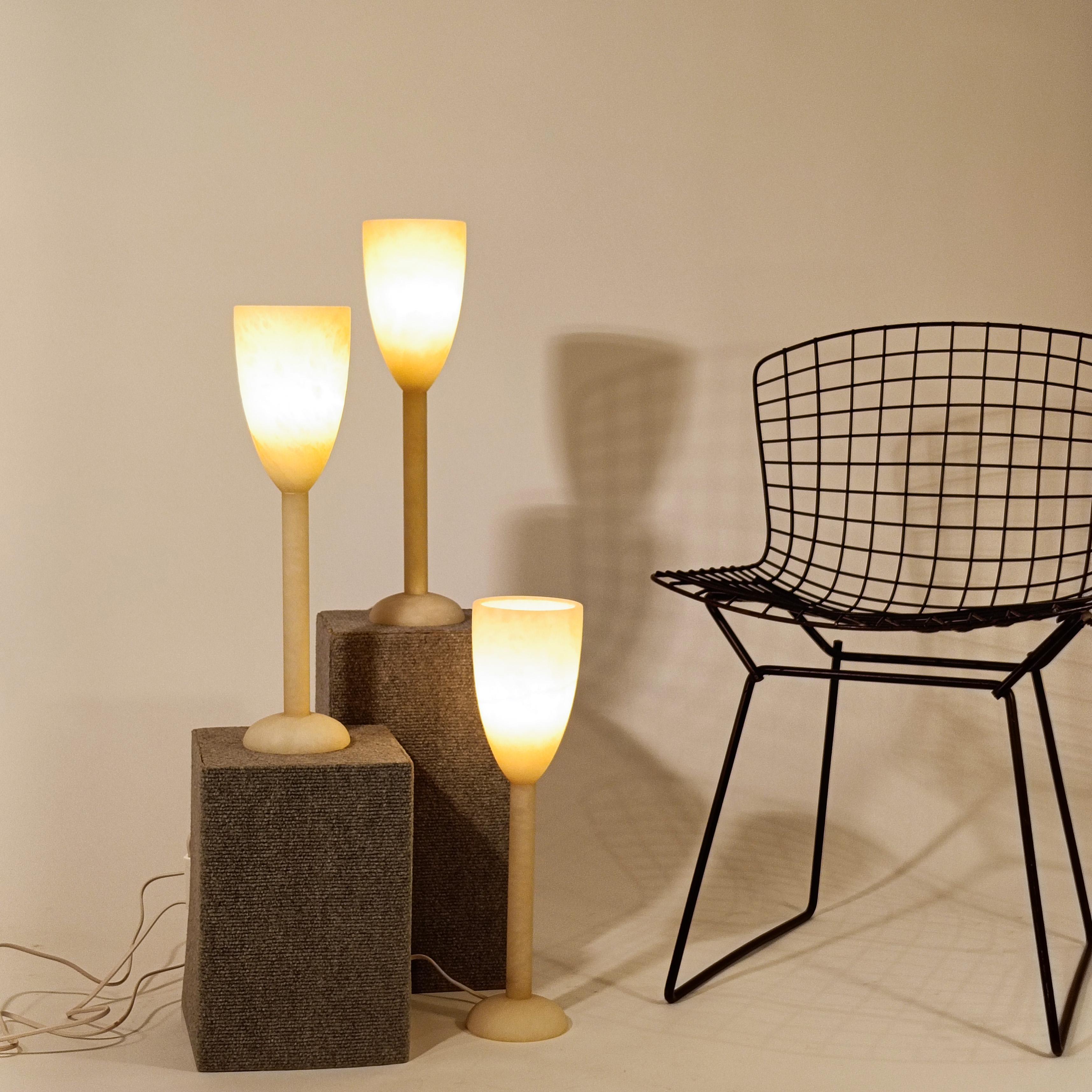 Fin du 20e siècle Style brutal. Lampes de table en albâtre d'Eclipsi, Espagne, 1970 en vente