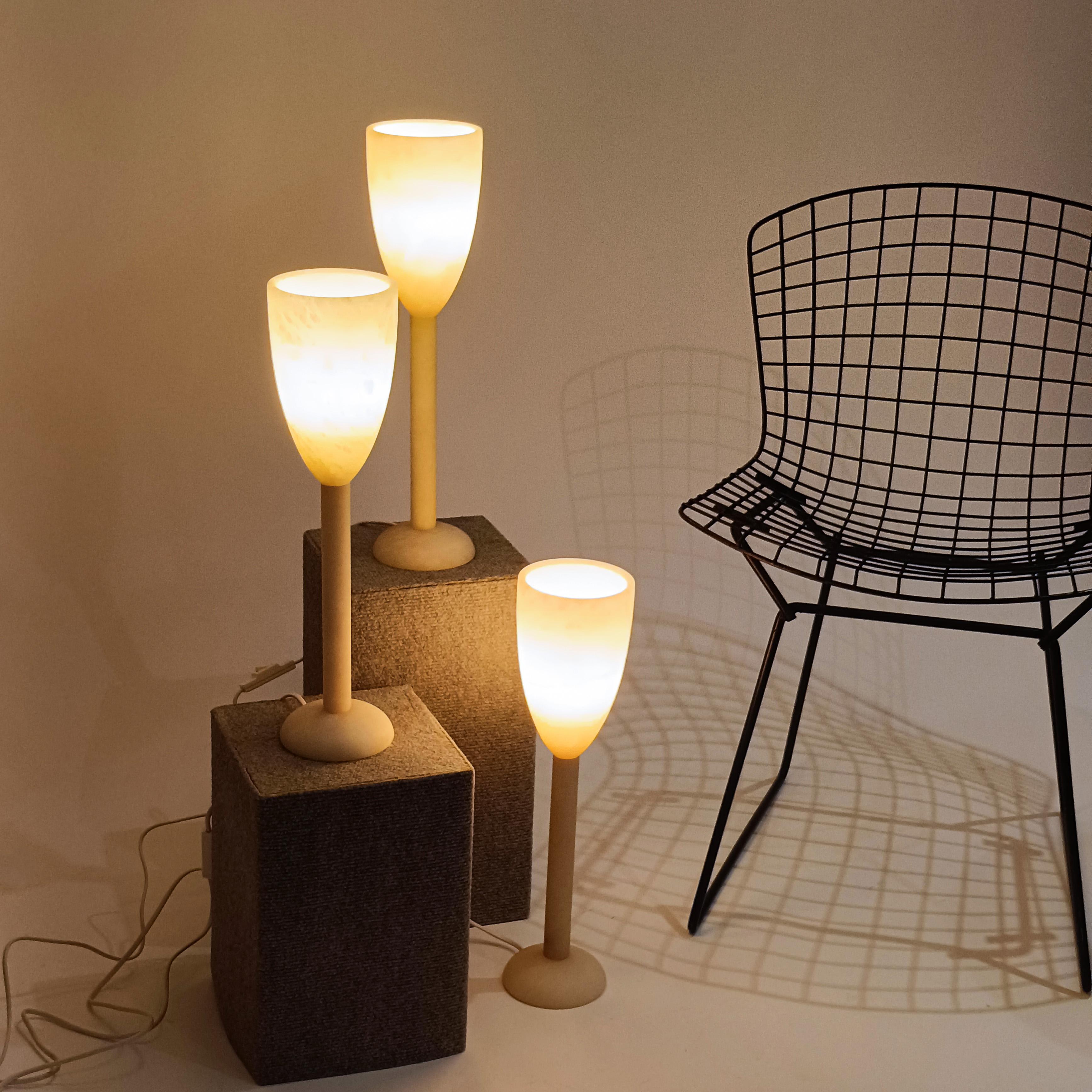 Albâtre Style brutal. Lampes de table en albâtre d'Eclipsi, Espagne, 1970 en vente