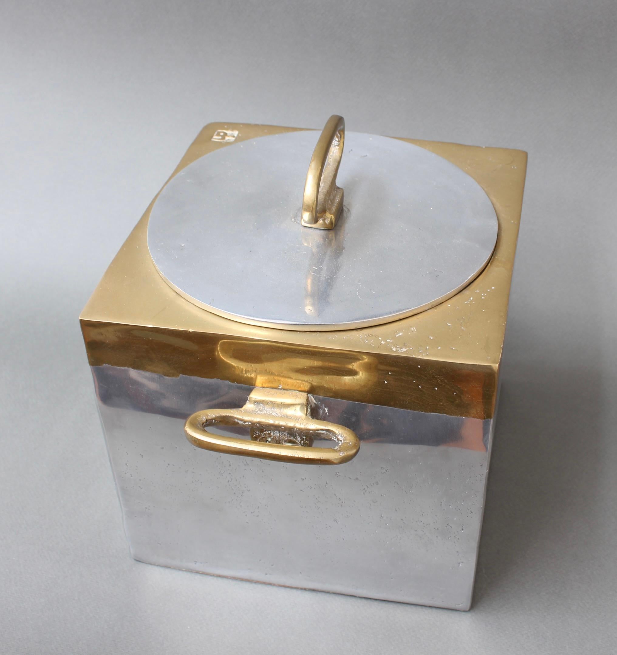 Brutalist Style Aluminium and Brass Ice Bucket by David Marshall (circa 1980s) For Sale 4