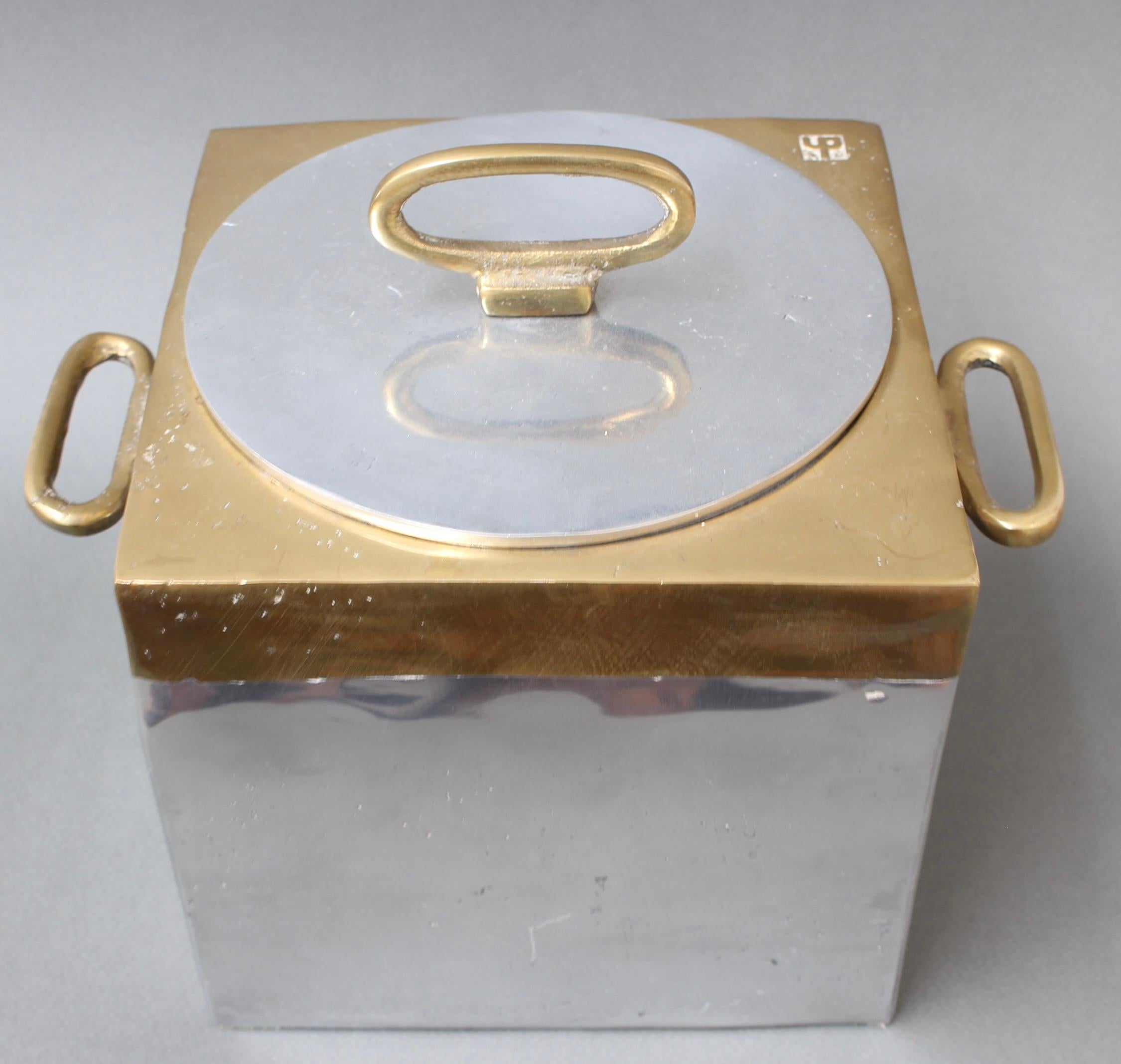 Brutalist Style Aluminium and Brass Ice Bucket by David Marshall (circa 1980s) For Sale 5