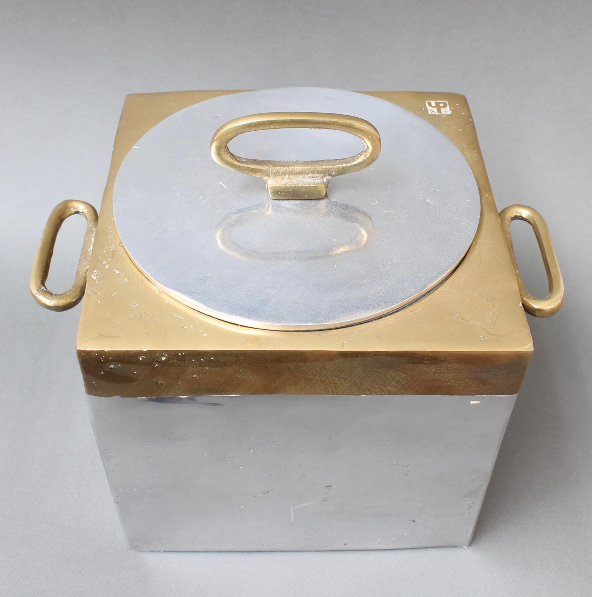 Brutalist Style Aluminium and Brass Ice Bucket by David Marshall (circa 1980s) For Sale 6