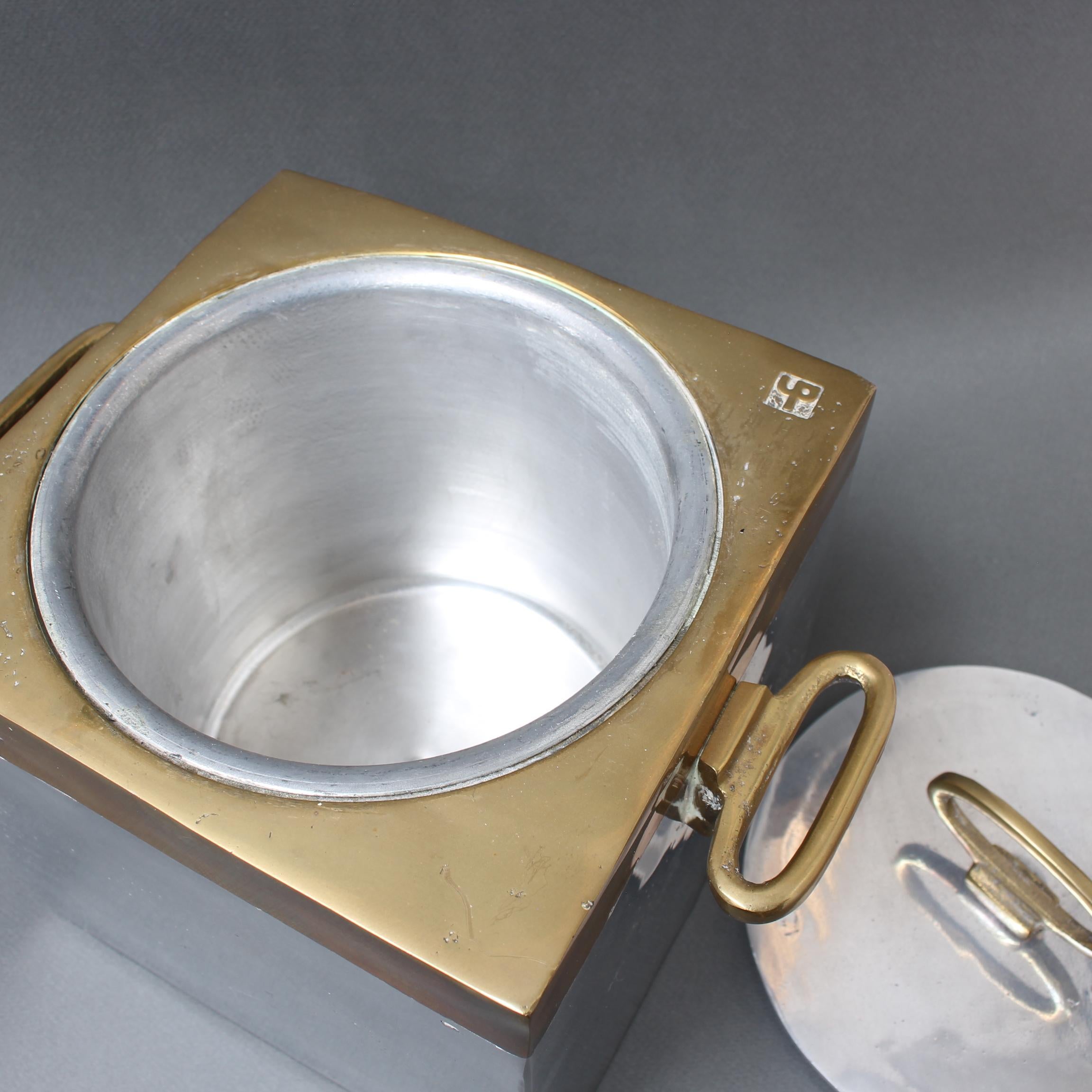 Brutalist Style Aluminium and Brass Ice Bucket by David Marshall (circa 1980s) For Sale 7