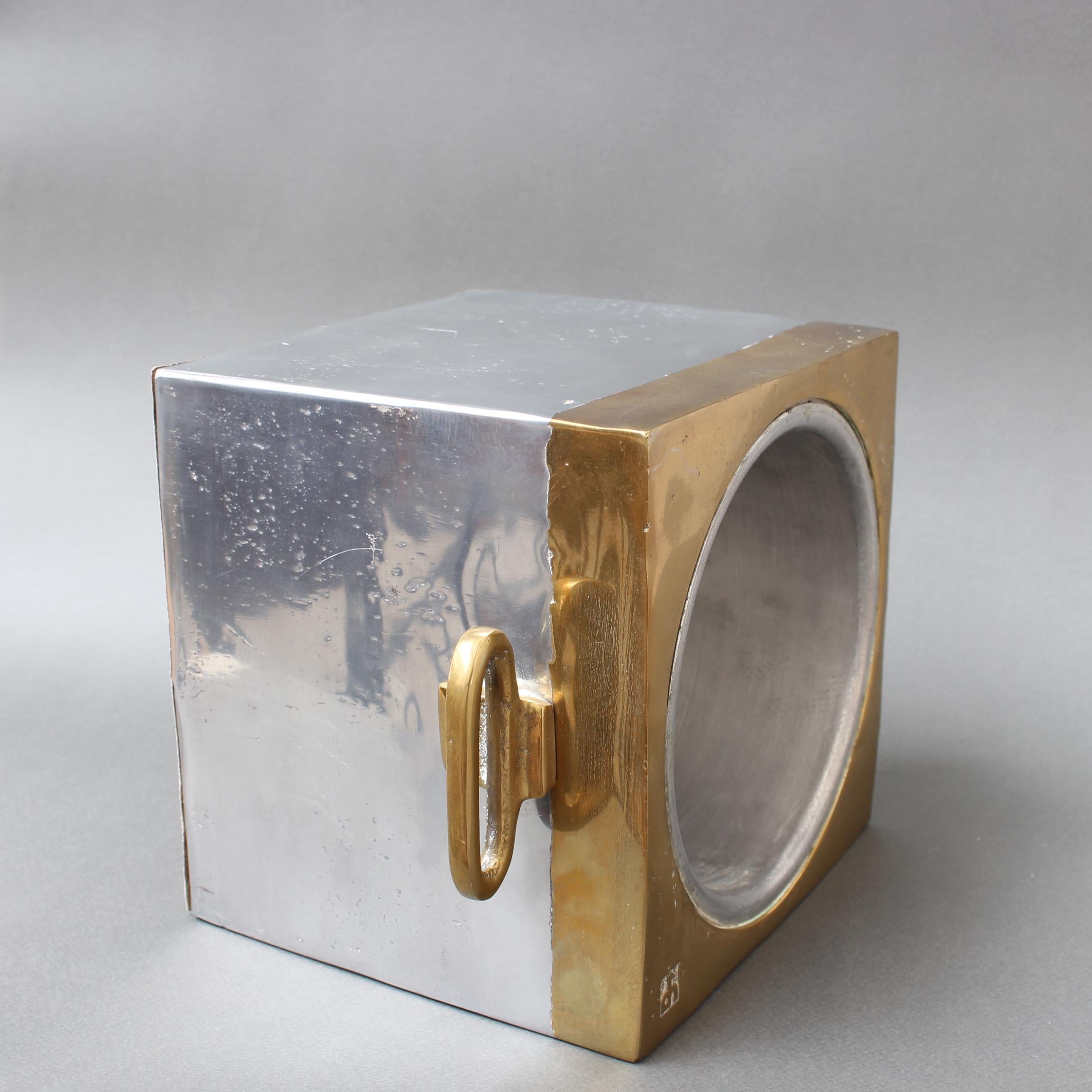 Brutalist Style Aluminium and Brass Ice Bucket by David Marshall (circa 1980s) For Sale 9